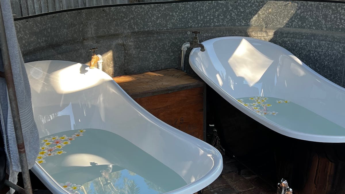 freestanding undercover outdoor baths.