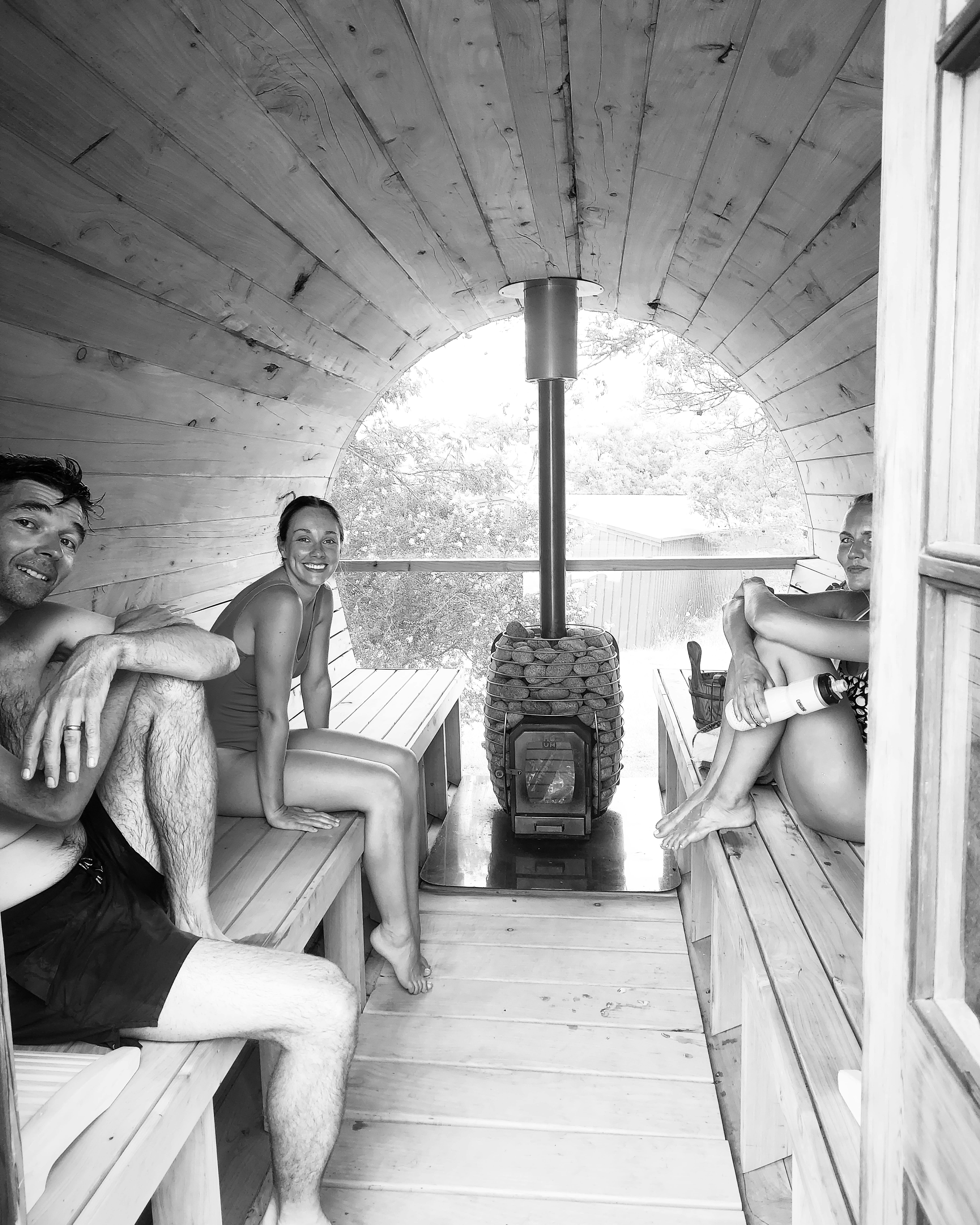 Enjoying the sauna
