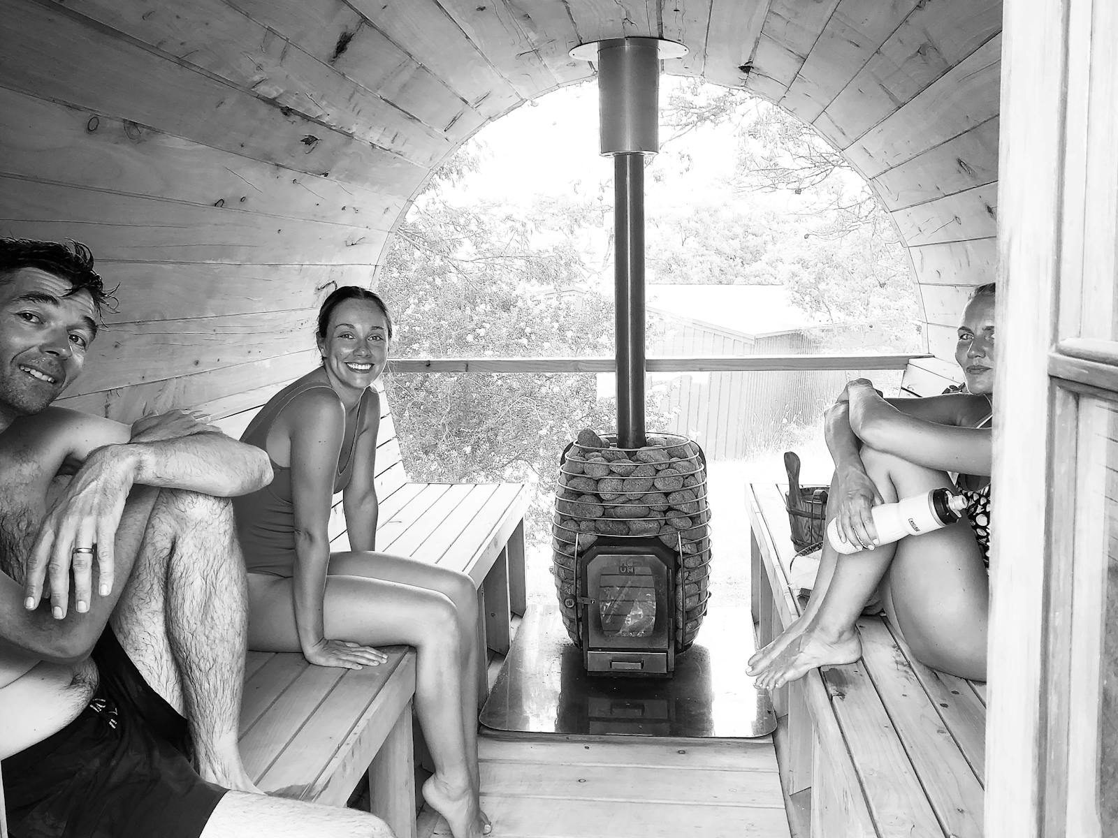 Enjoying the sauna