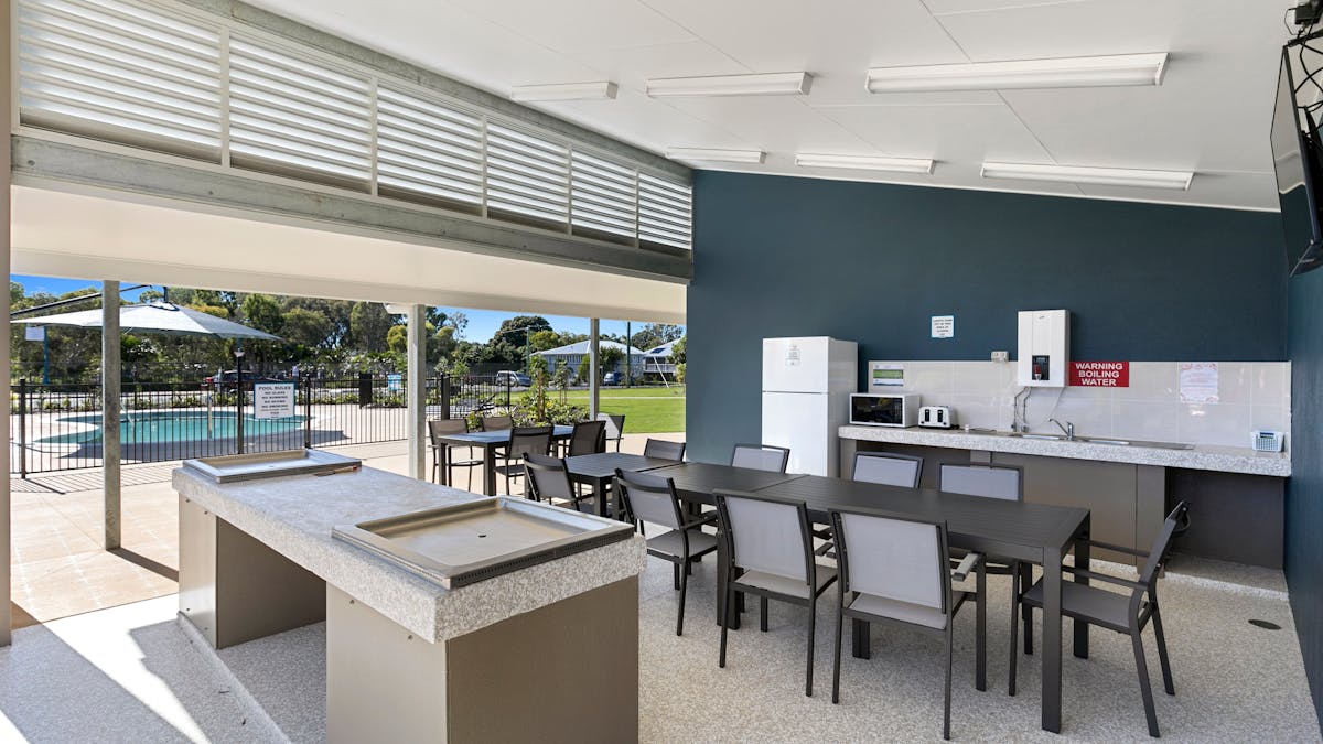 Spacious Camp kitchen and BBQ Area