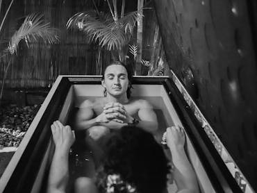 2 people in ice bath