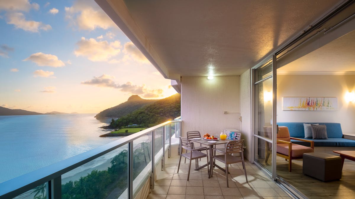 Sunrise sea view from apartment balcony