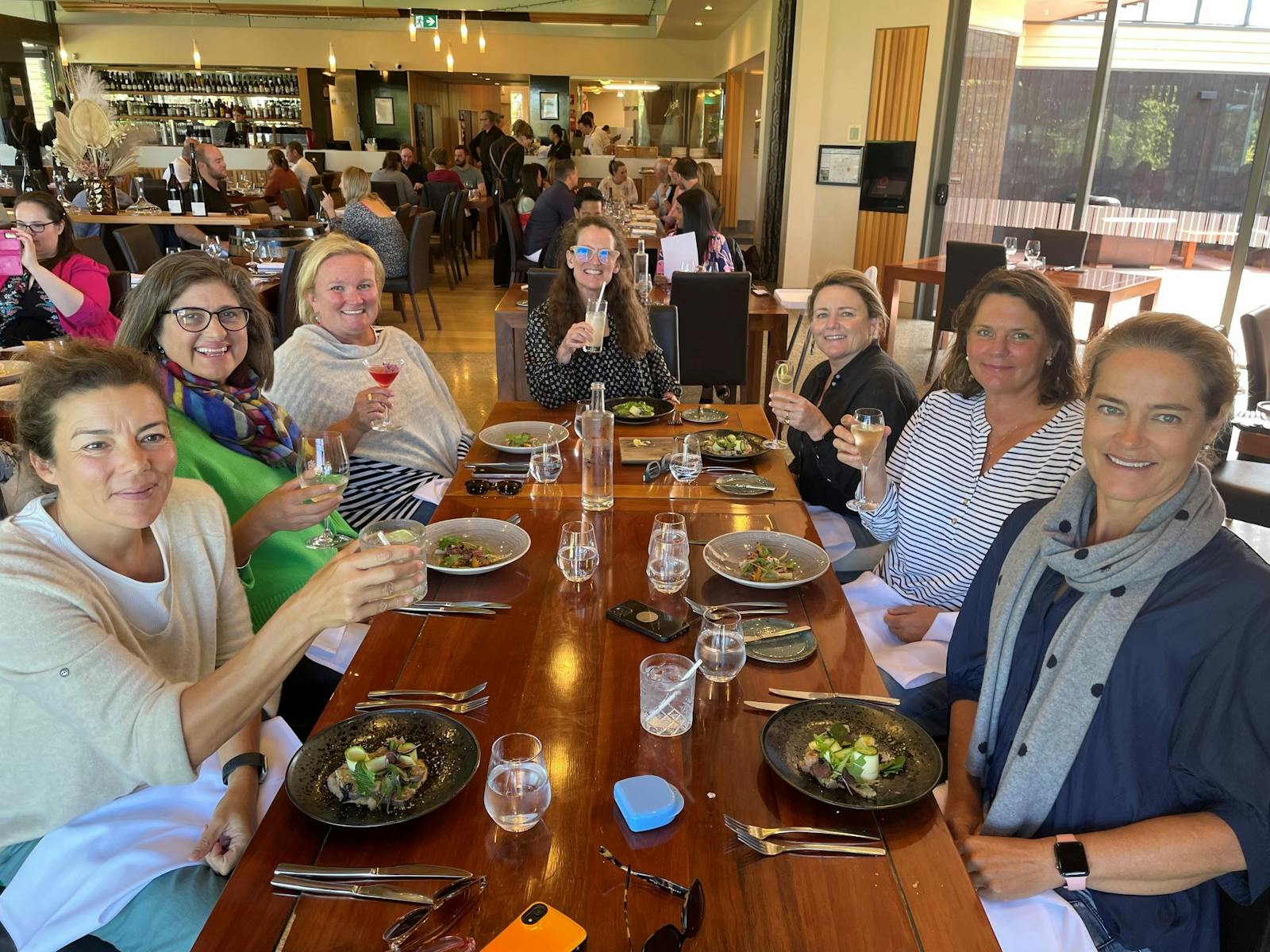 Enjoying wine tasting and lunch