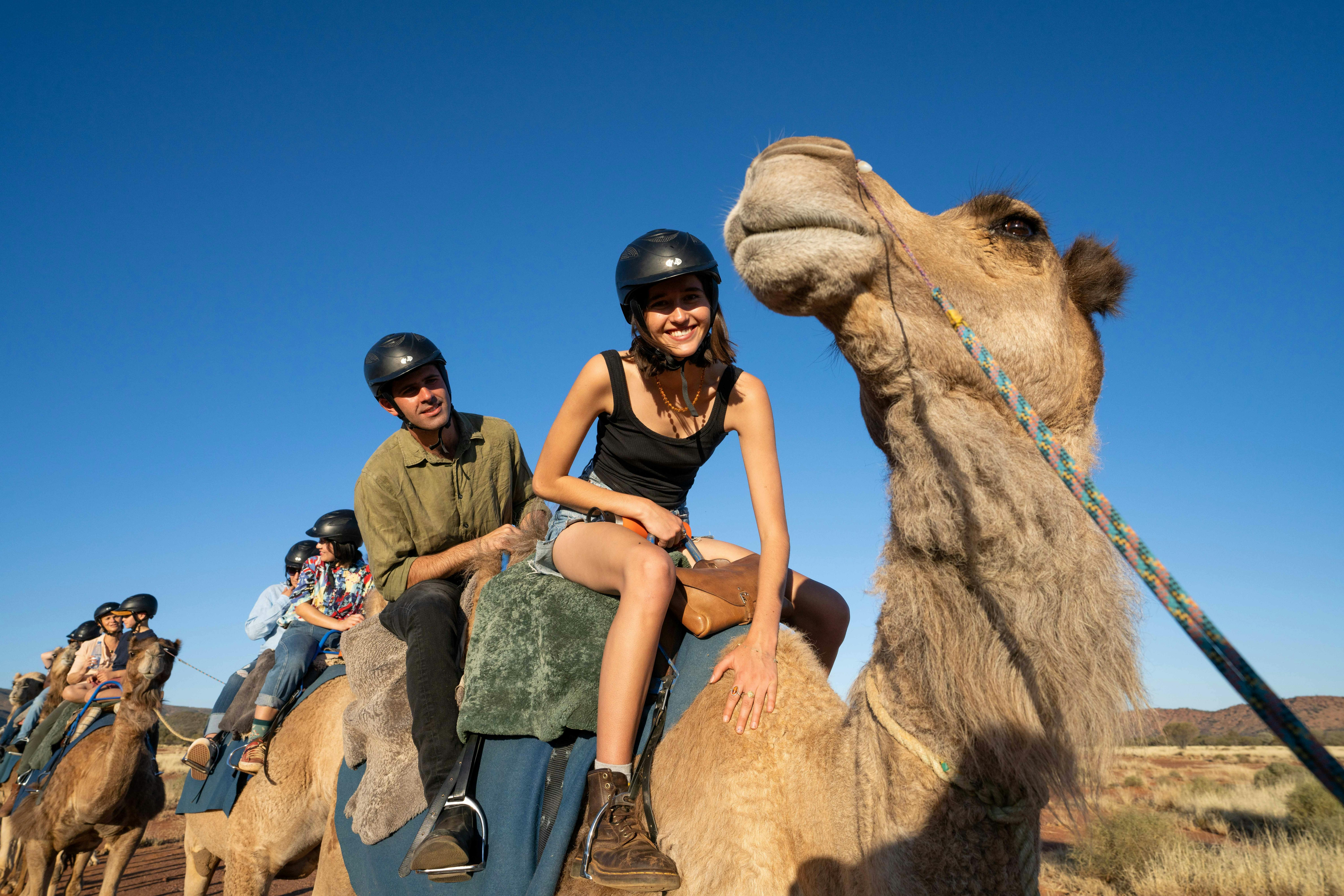 Our gentle camel getting a pat from its rider during a camel ride
