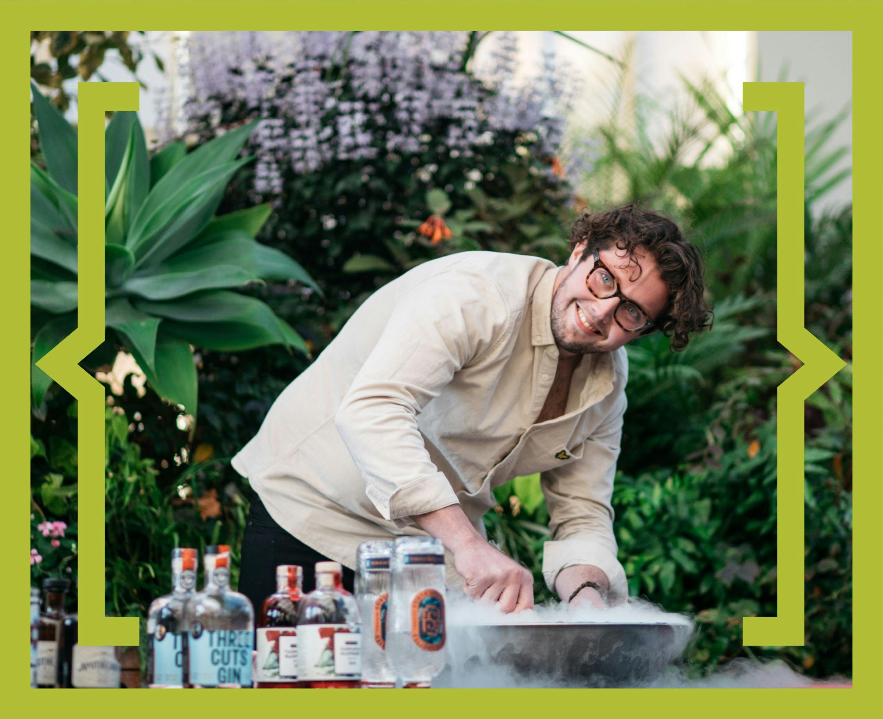 Jack Lark making cocktails