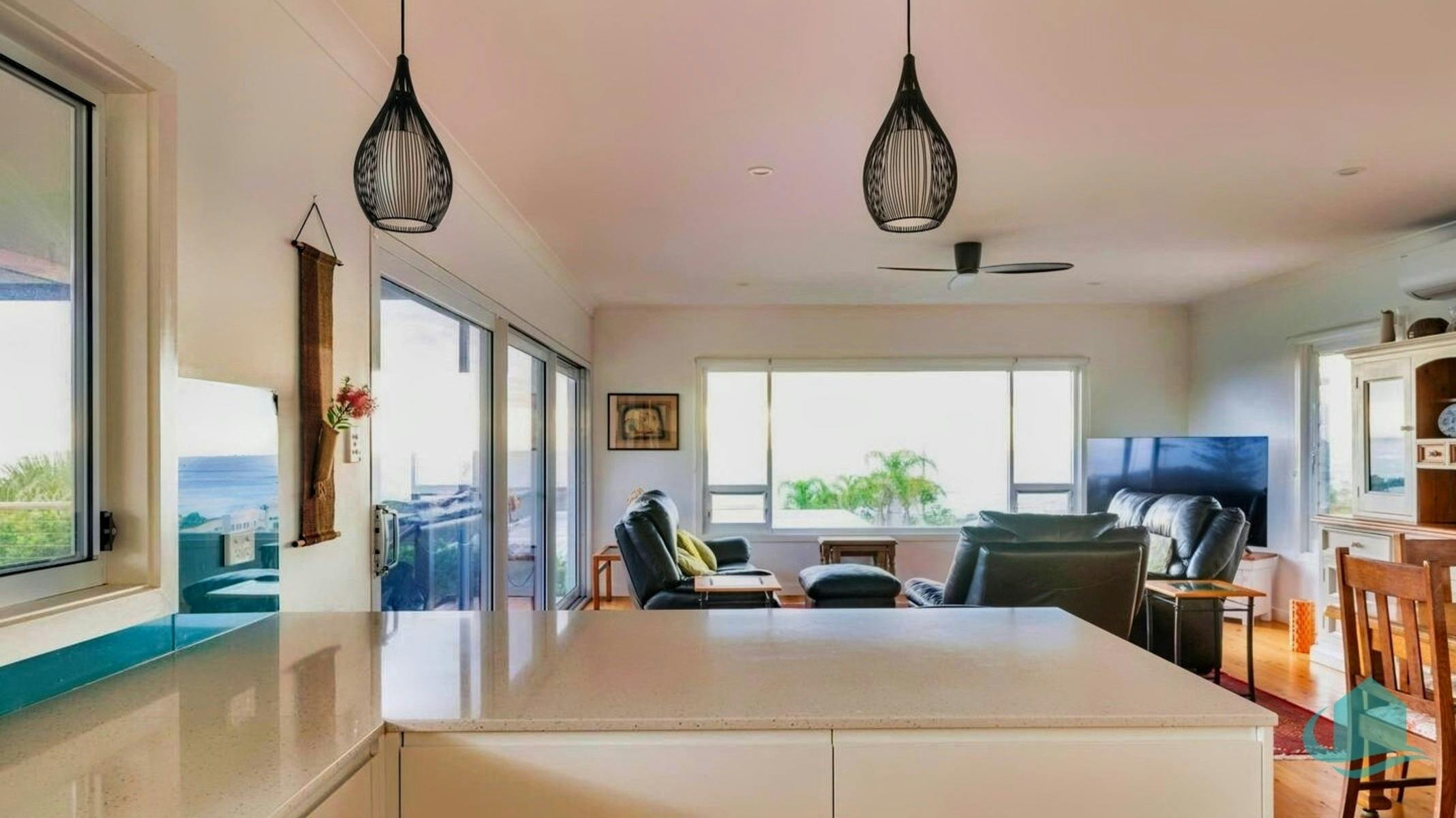 Open plan kitchen and lounge area