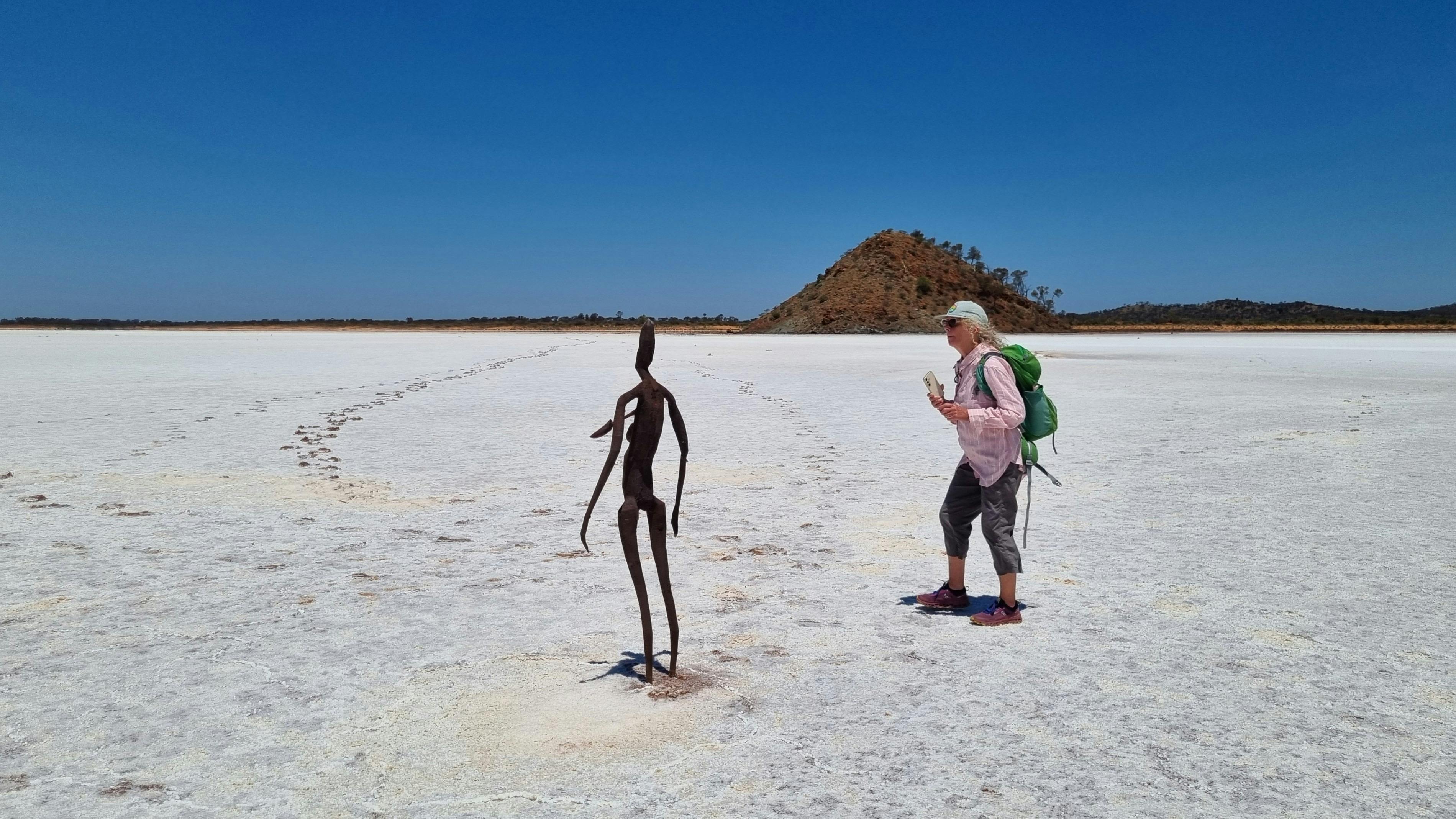 Guest with a sculpture