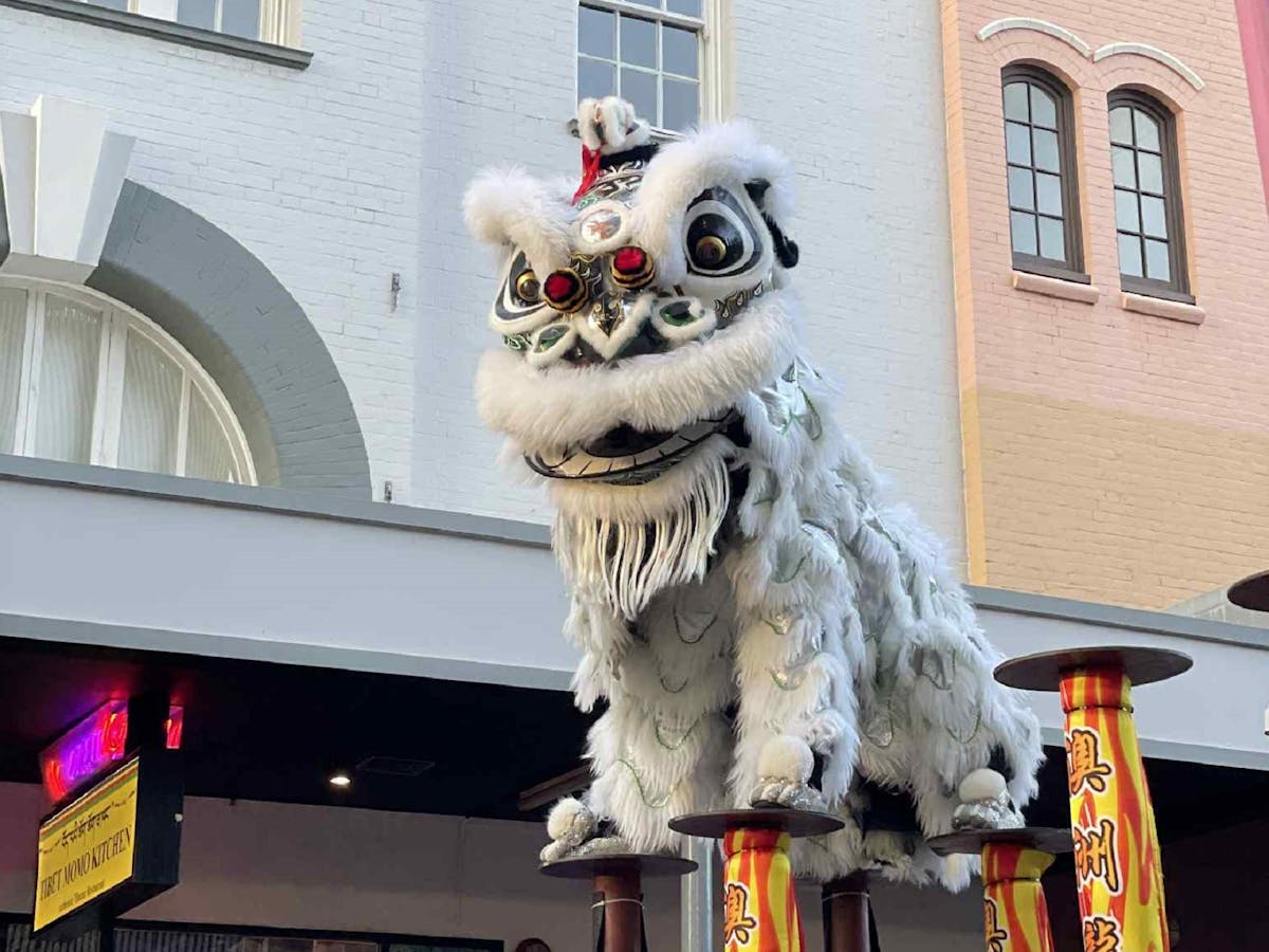 traditional Chinese Lion on High Jong Poles