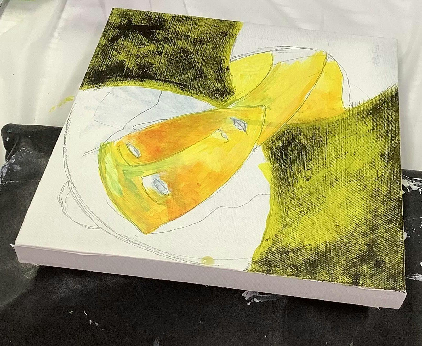 Beginners' acyclic class, learning how to paint a face