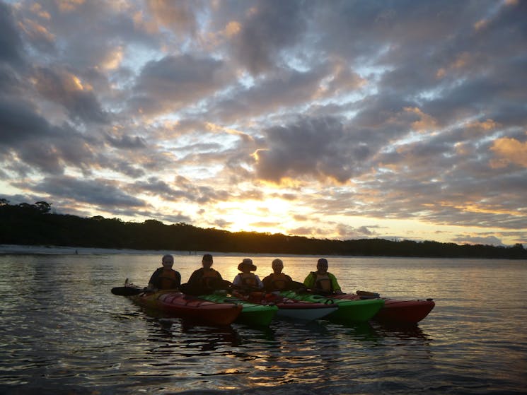 Sunset kayak tour, sunset kayaking jervis bay