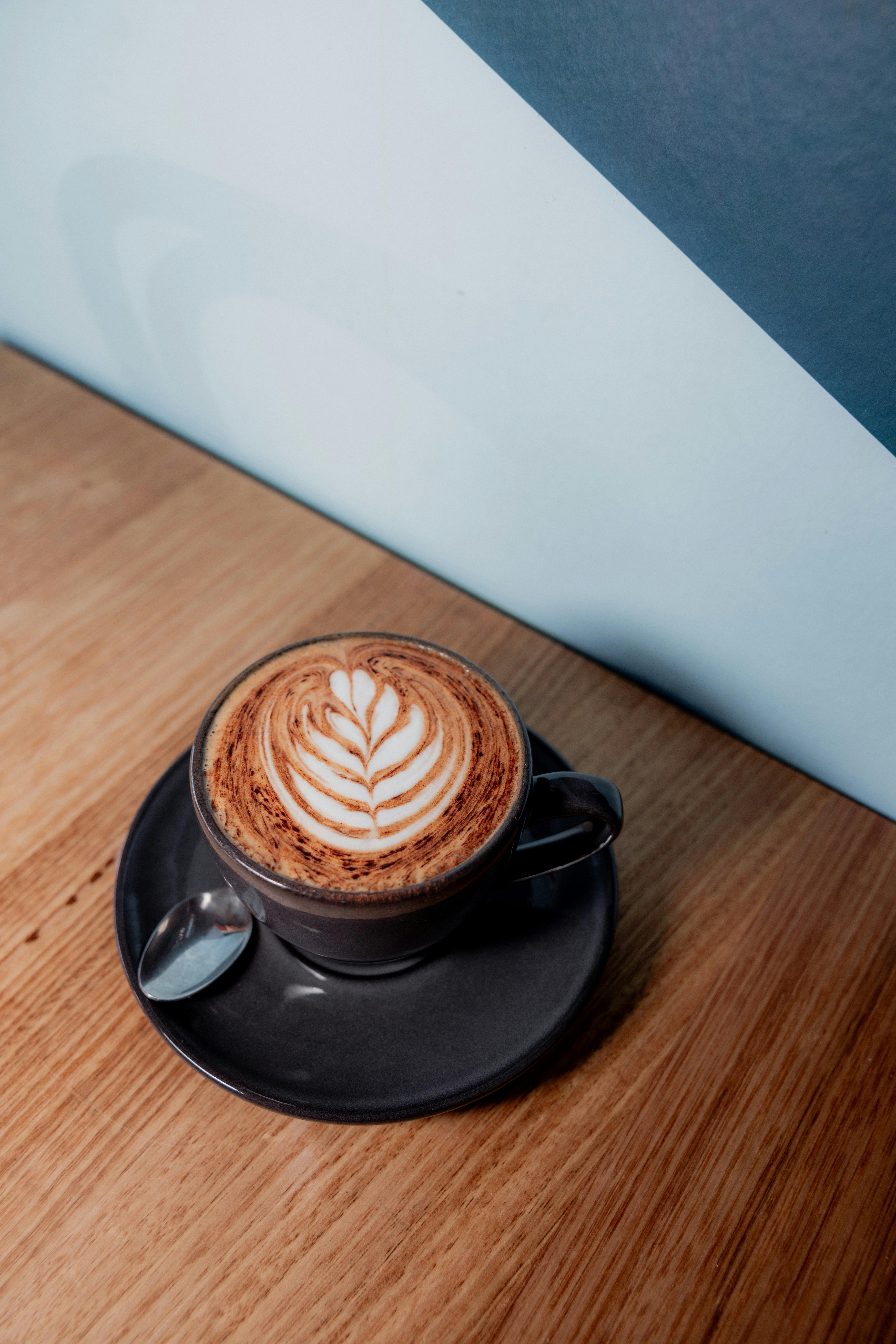 cappuccino coffee on cafe table