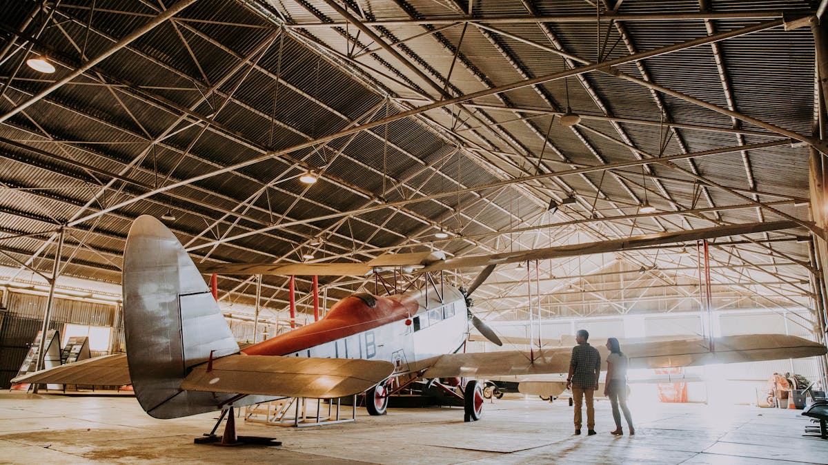 image of the DH50 aircraft display in the National Heritage Listed Qantas Hangar