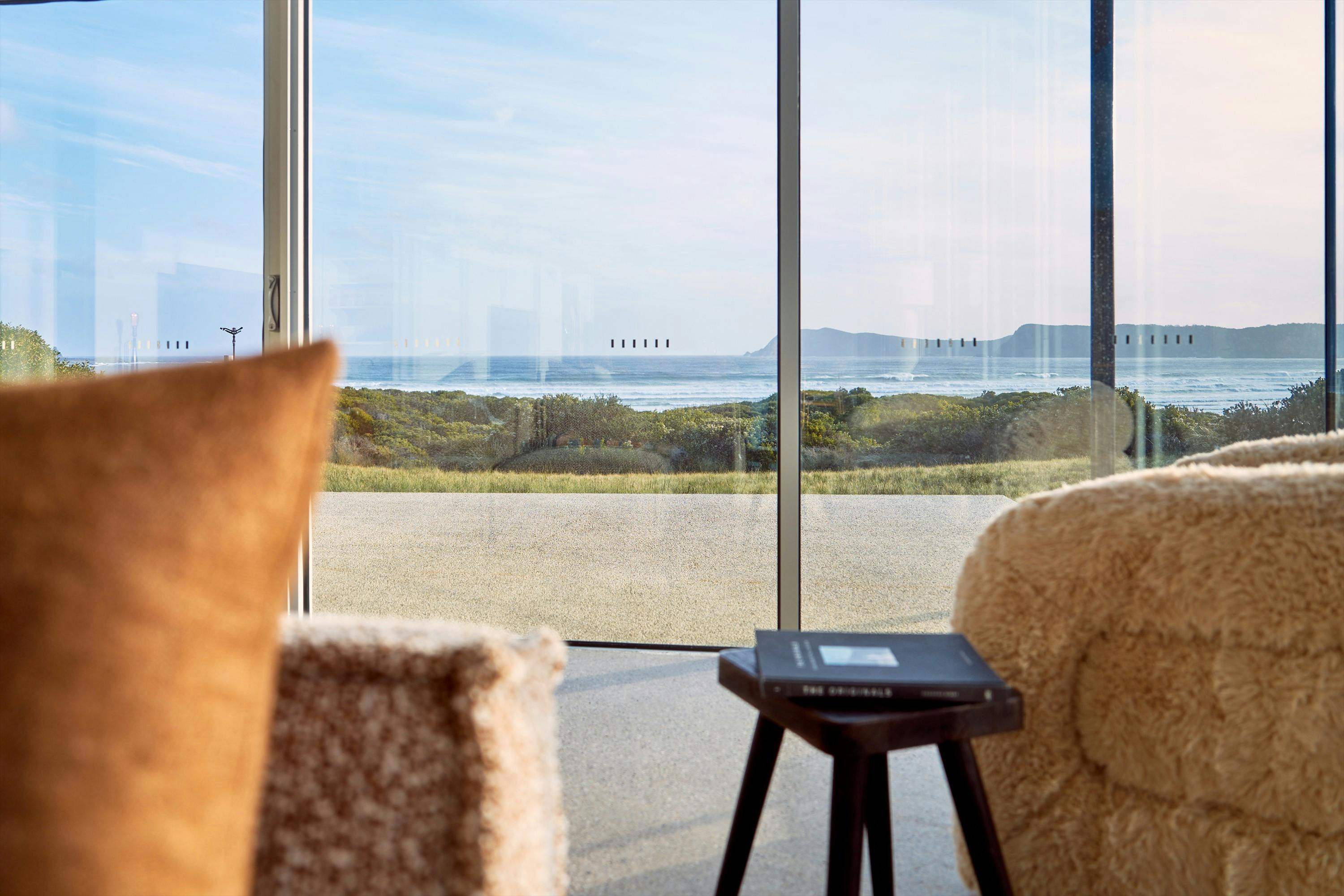 Interior of the property with views of the ocean & the beach