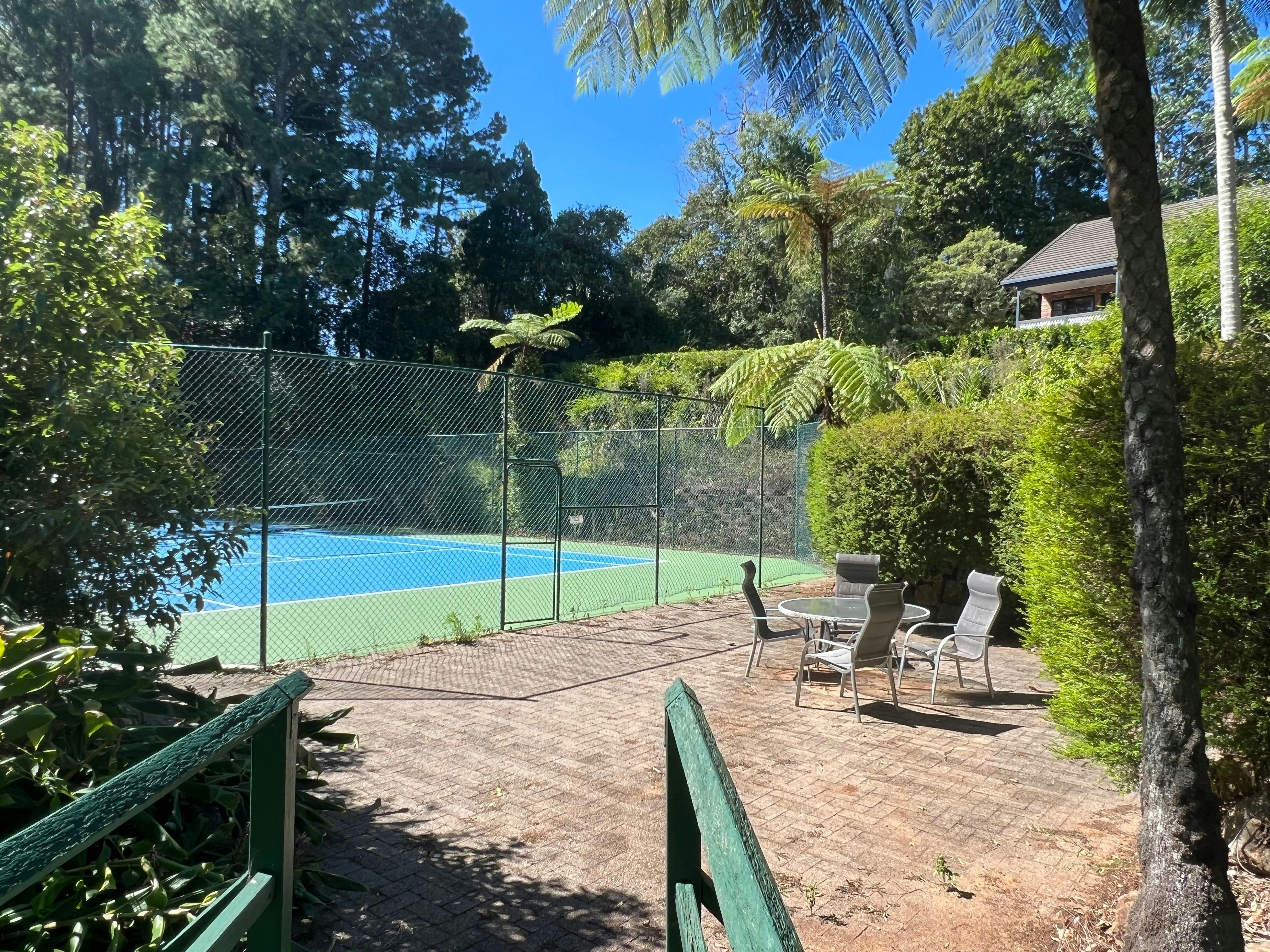 Full size tennis court with fresh surface is free for guests to use