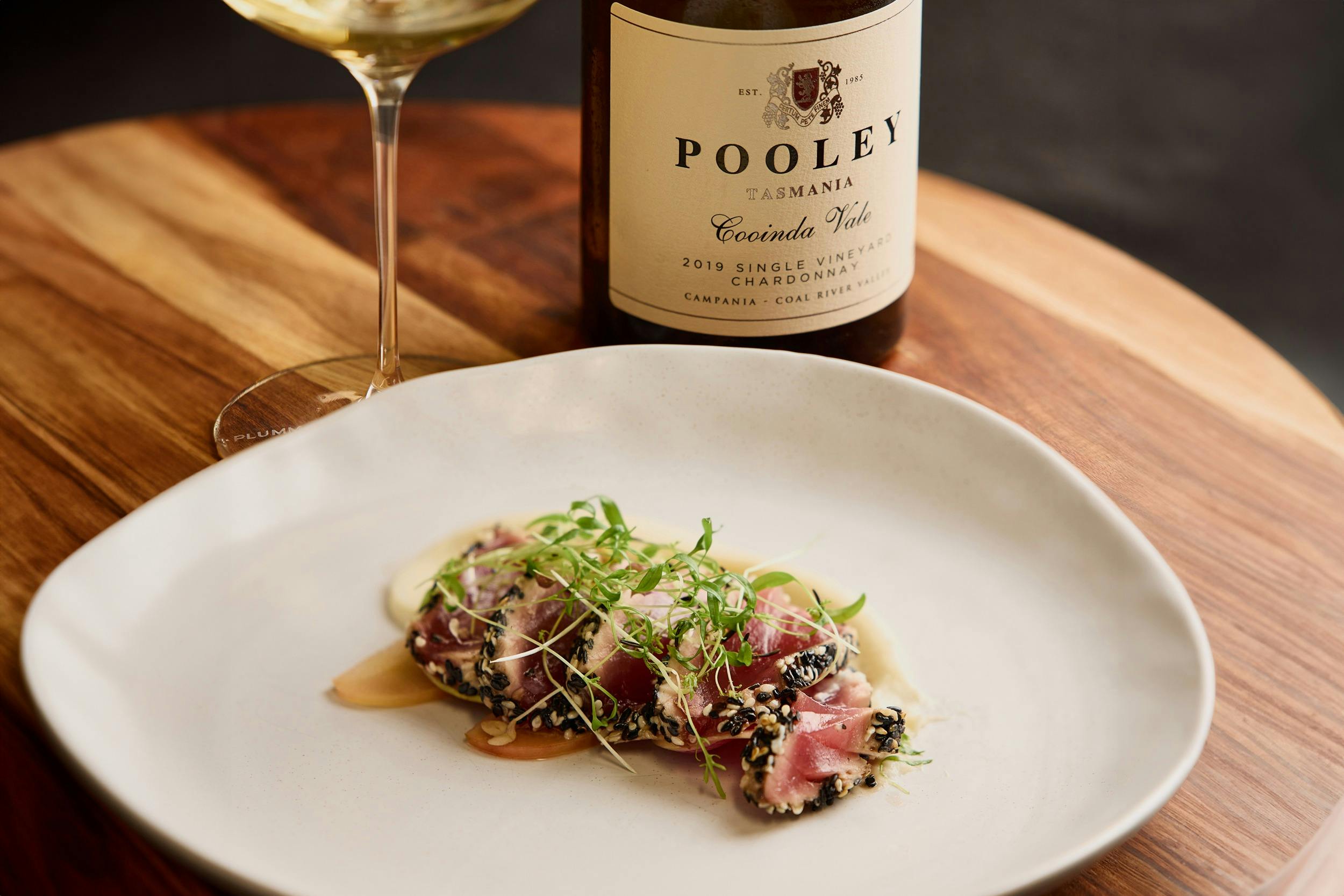 Tasmanian Southern Bluefin Tuna Tartare served with Pooley Wine
