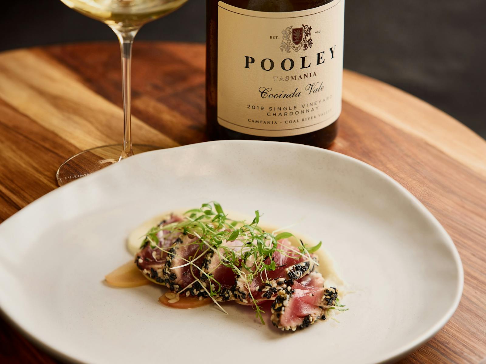 Tasmanian Southern Bluefin Tuna Tartare served with Pooley Wine