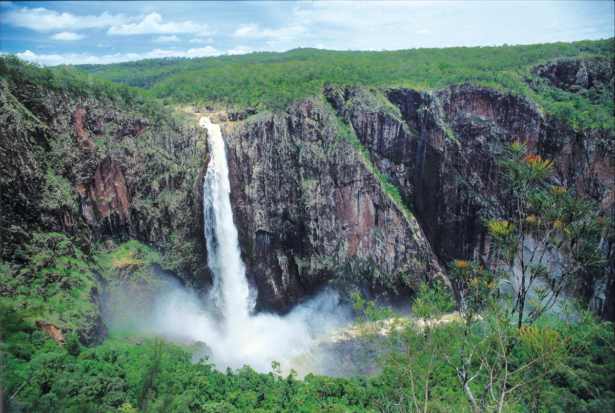 Waterfalls cascxading over gorge , Wallaman Falls.