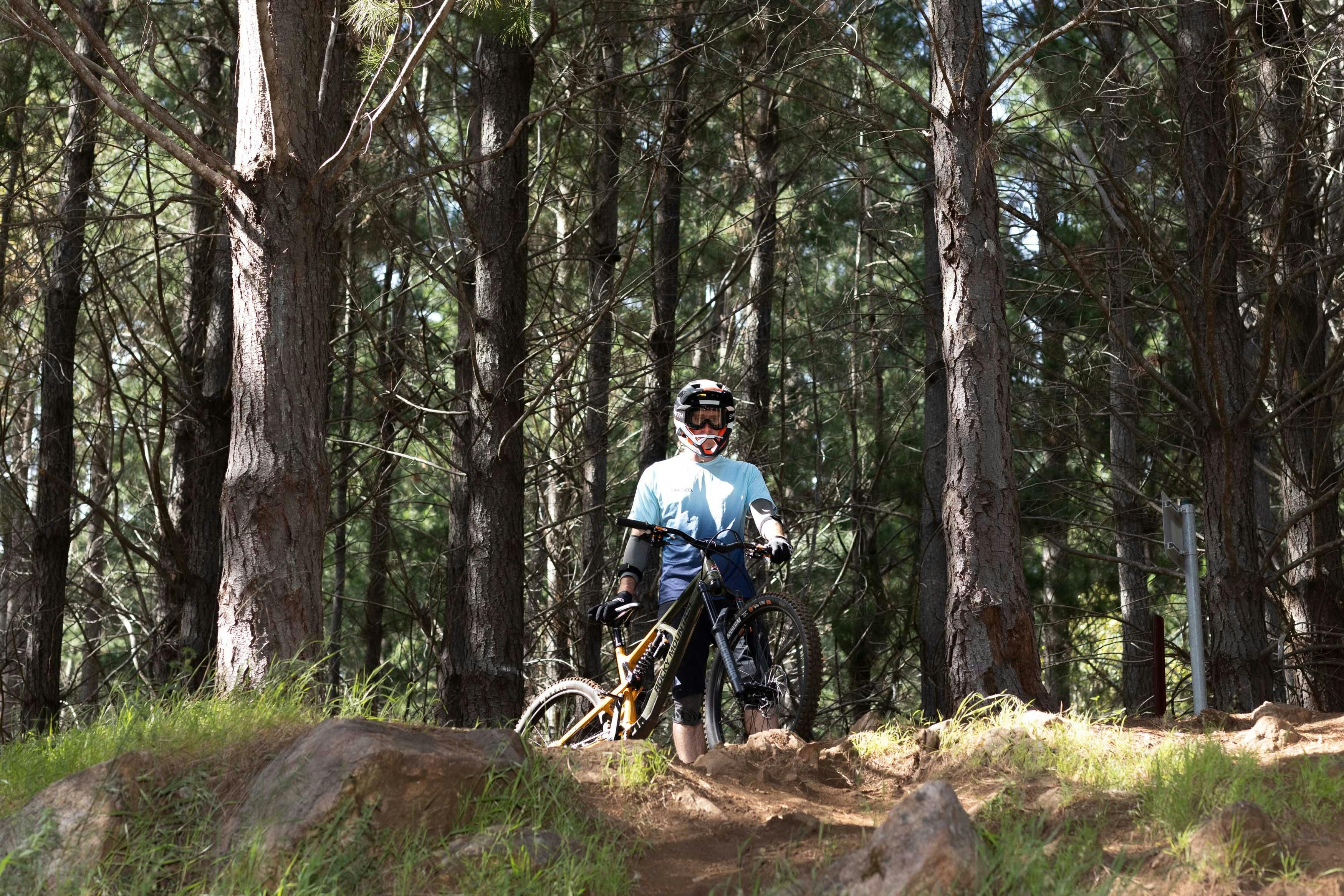 Rider surveying the trail ahead at Tank 7
