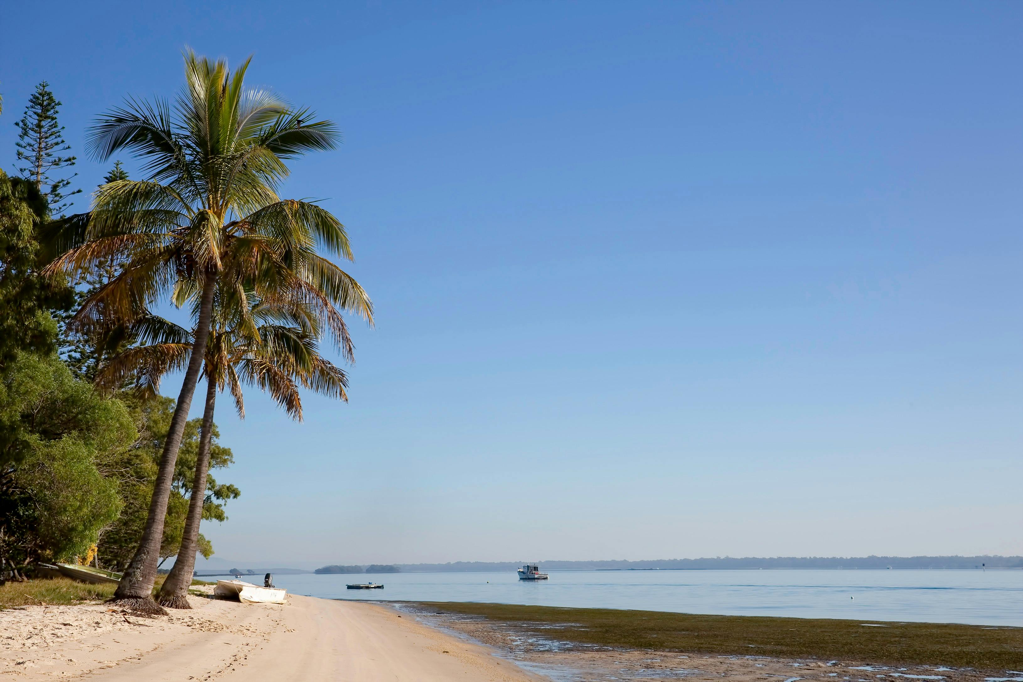 You can pull up at one of our sandy beaches.