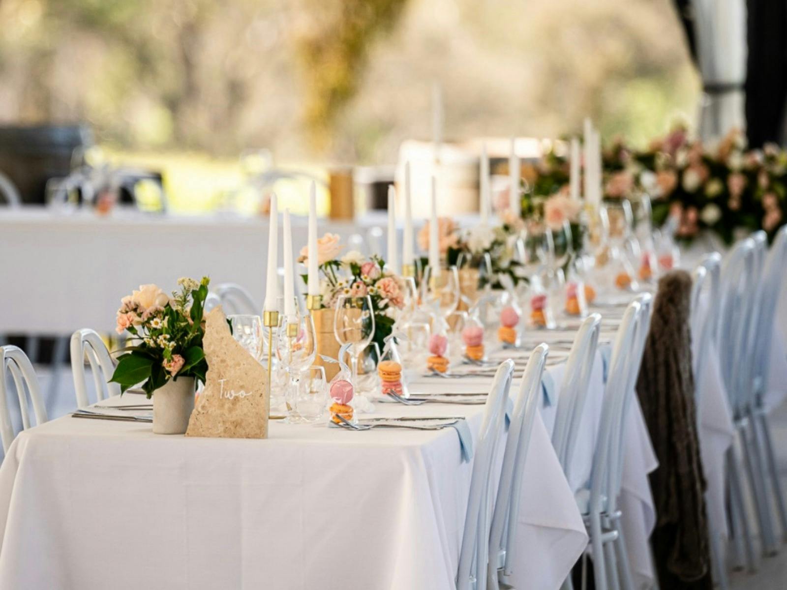 White tables for wedding
