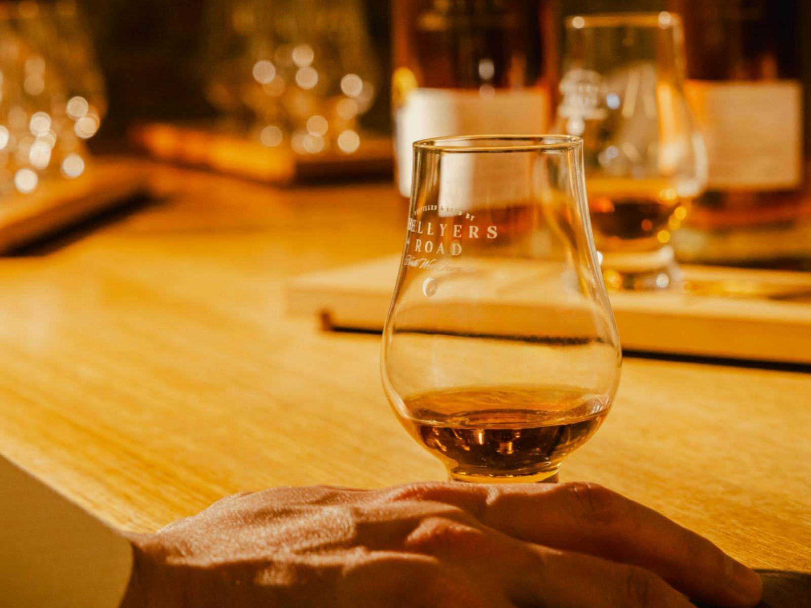 A glencairn of Hellyers Road whisky in the tasting room