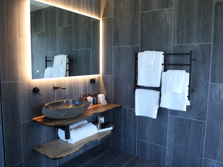 Exquisite bathroom with luxury amenities