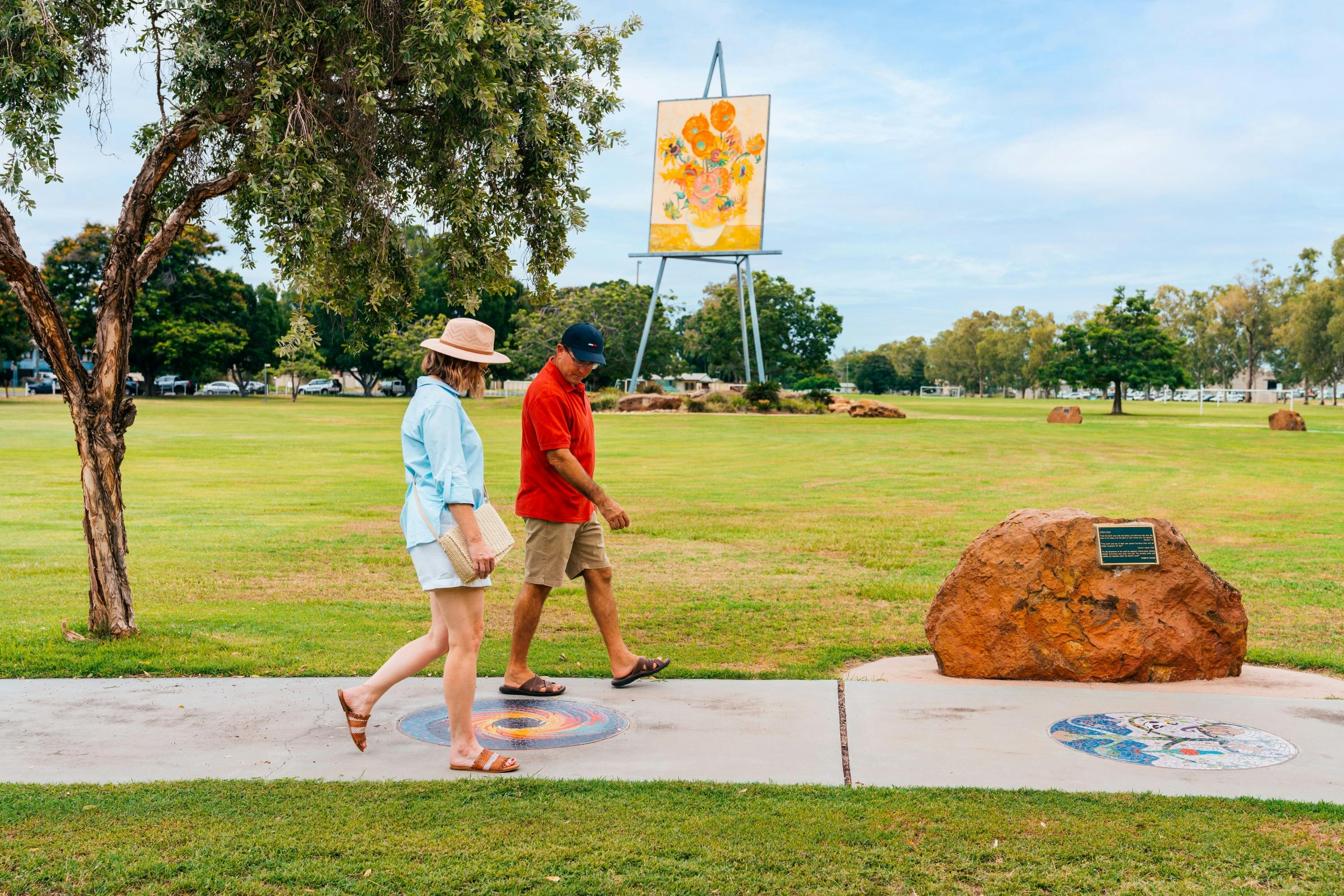 Giant van Gogh Sunflowers replica and Federation Mosaic Pathway