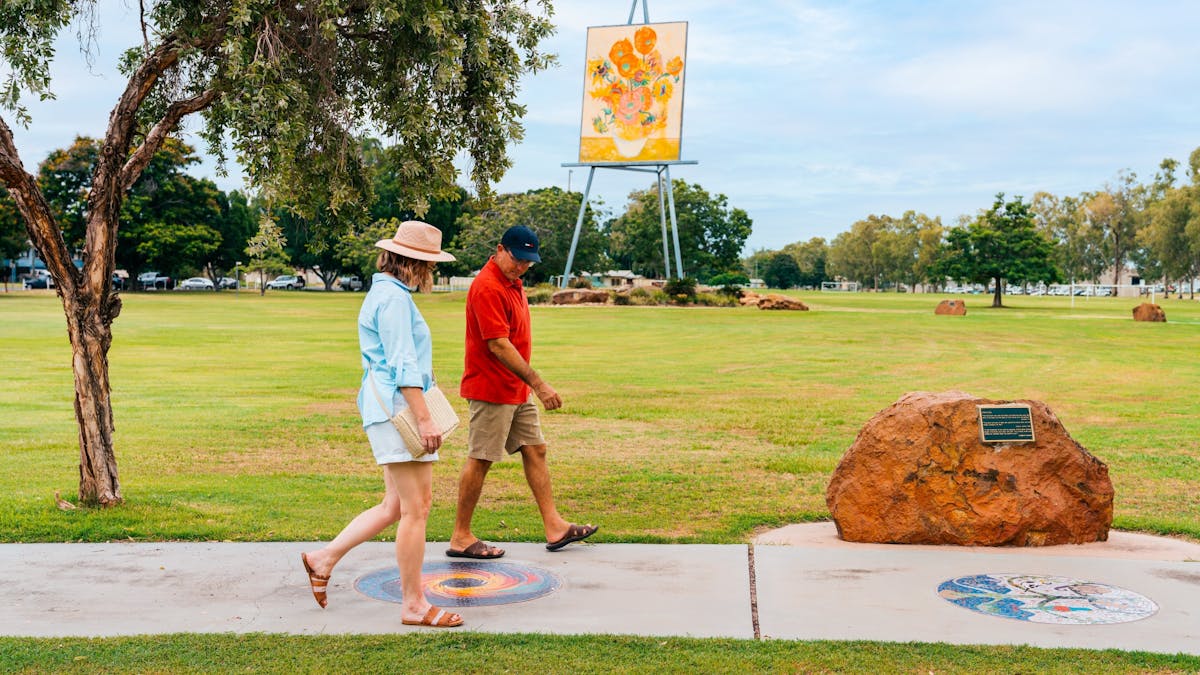 Giant van Gogh Sunflowers replica and Federation Mosaic Pathway Giant van Gogh Sunflowers replica and Federation Mosaic Pathway