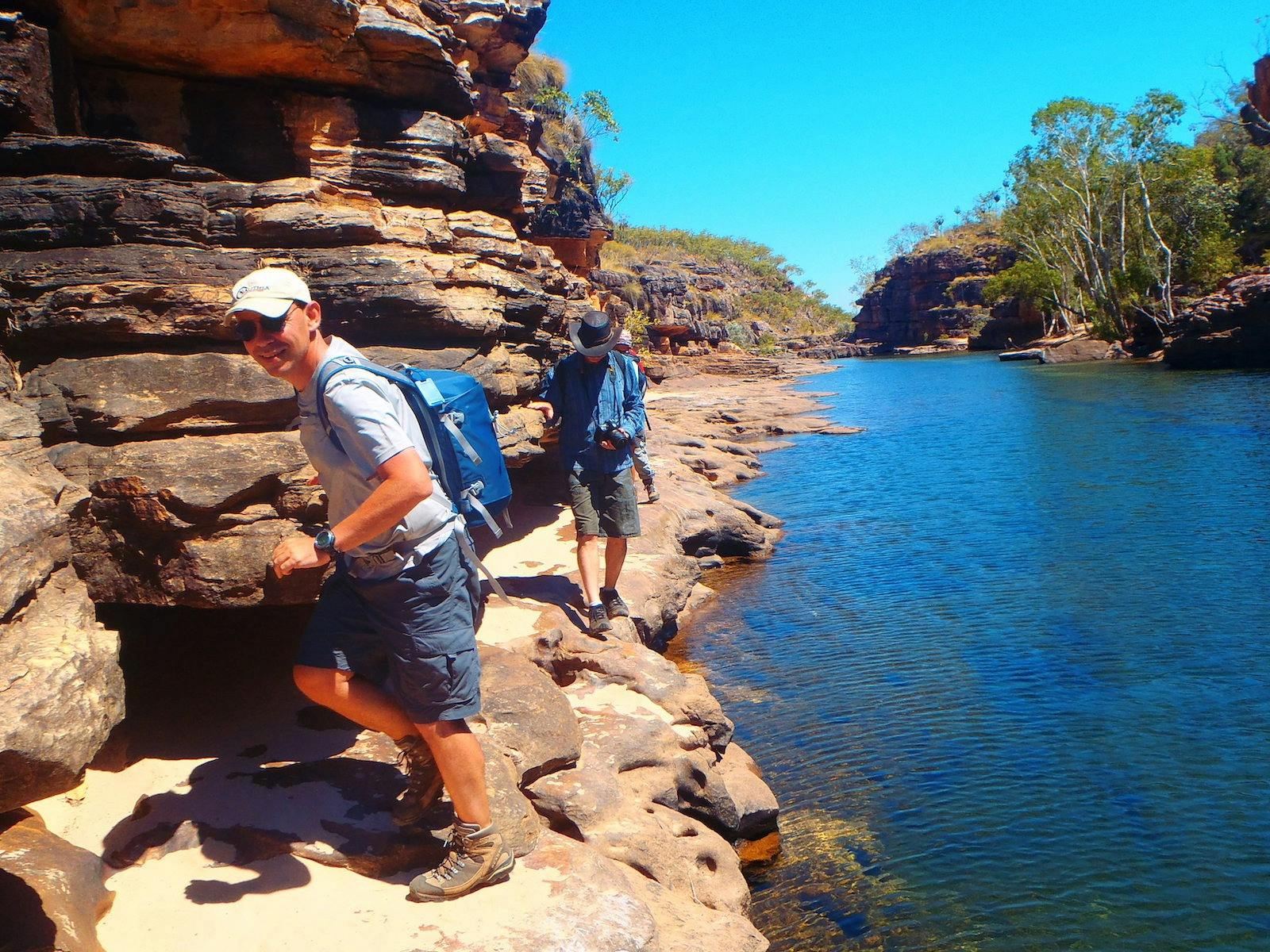 Territory Expeditions guests at Jarrangbarnmi (rock pools, waterfalls, rock landscape)