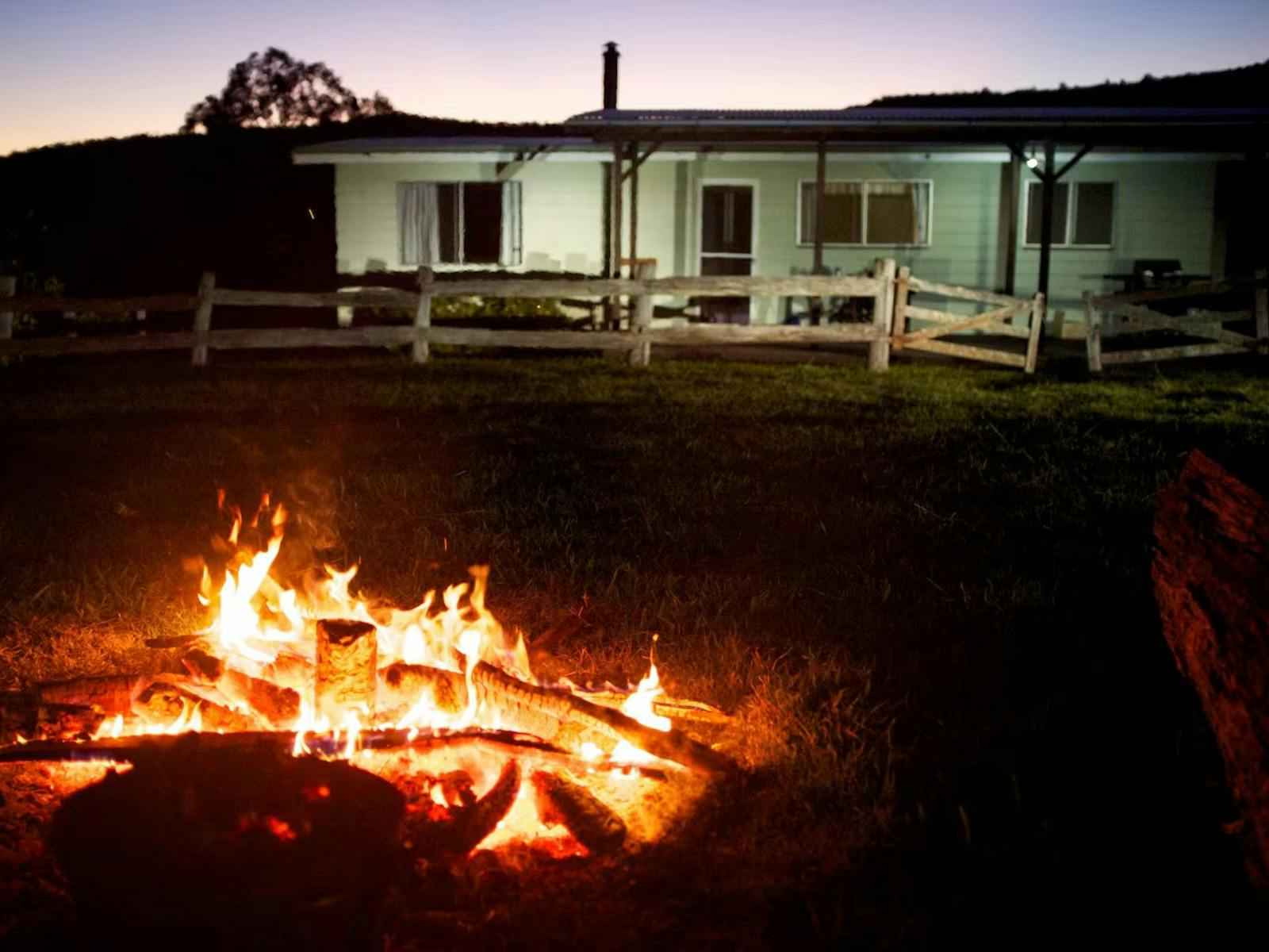 Outdoor fireplace at Wallaby Creek Retreat Farm Cottage