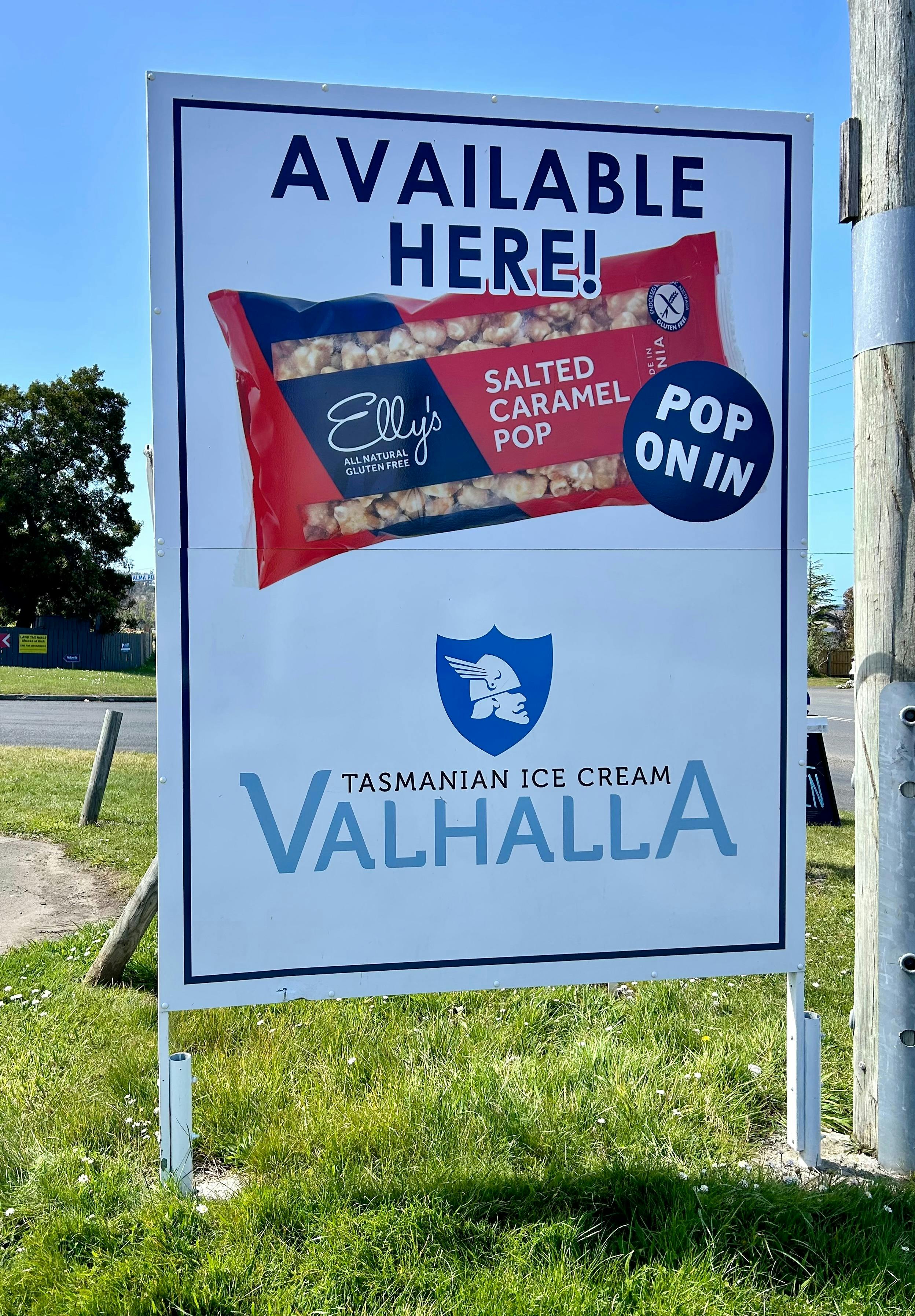 Valhalla icecream, Tasmanian souvenirs, great coffee, all day breakfast
