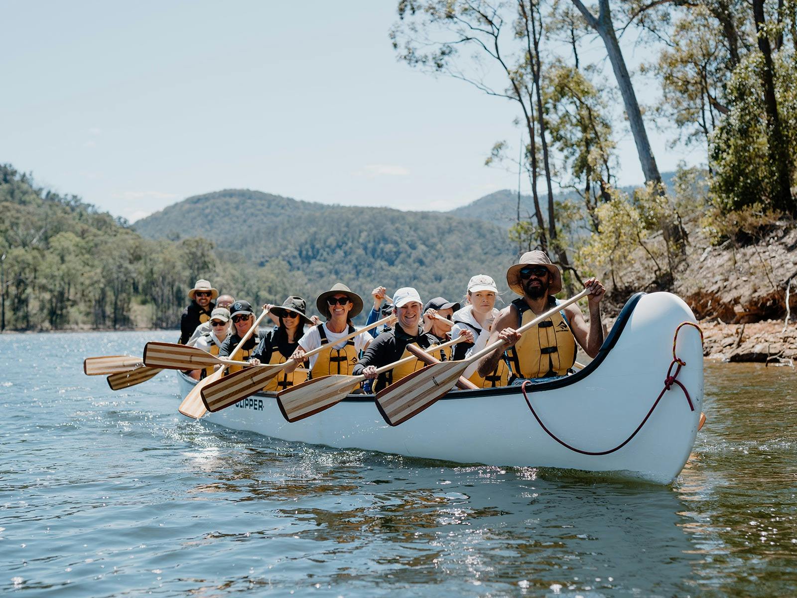 14 people in a BIG canoe