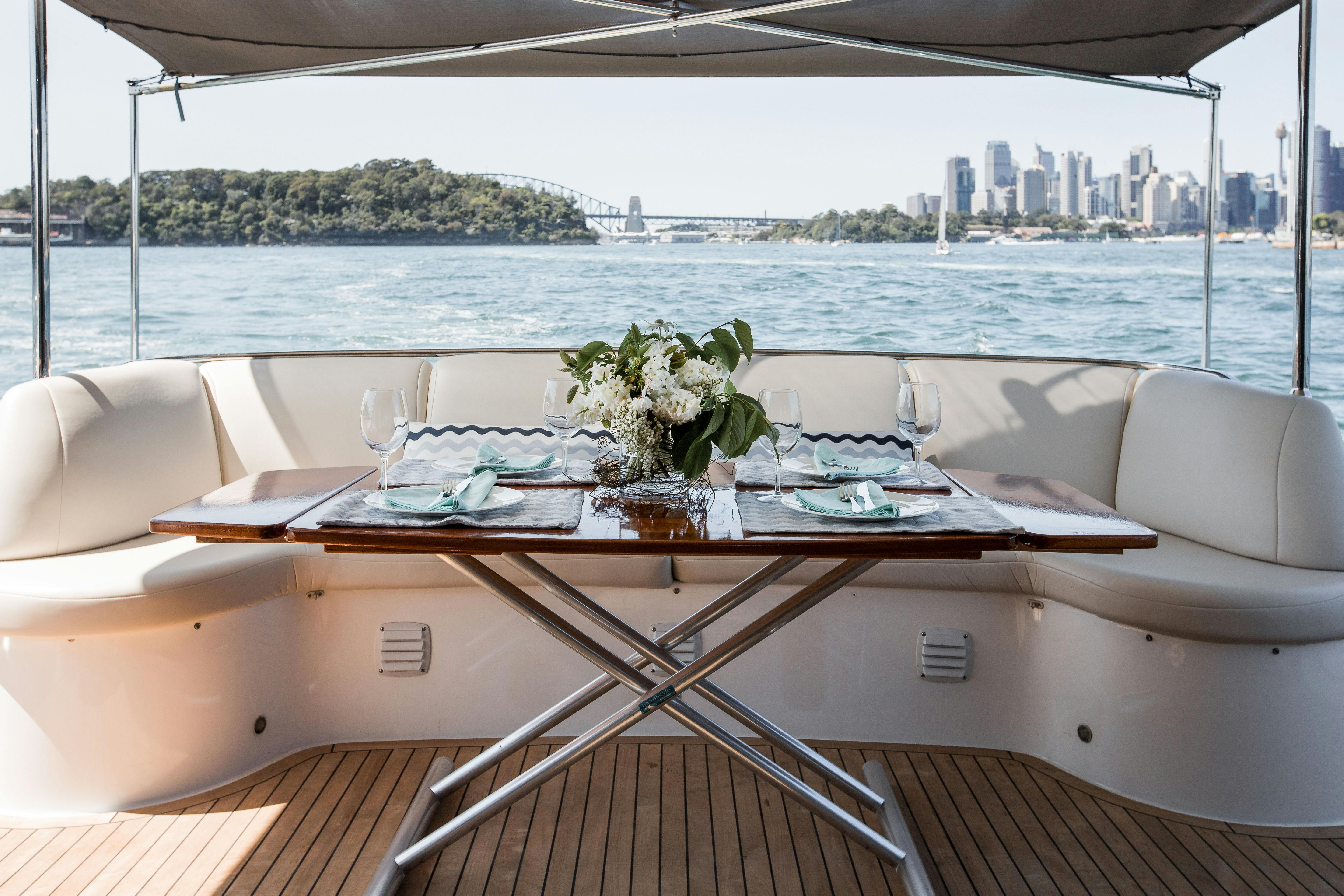 lunch on board a luxury charter boat