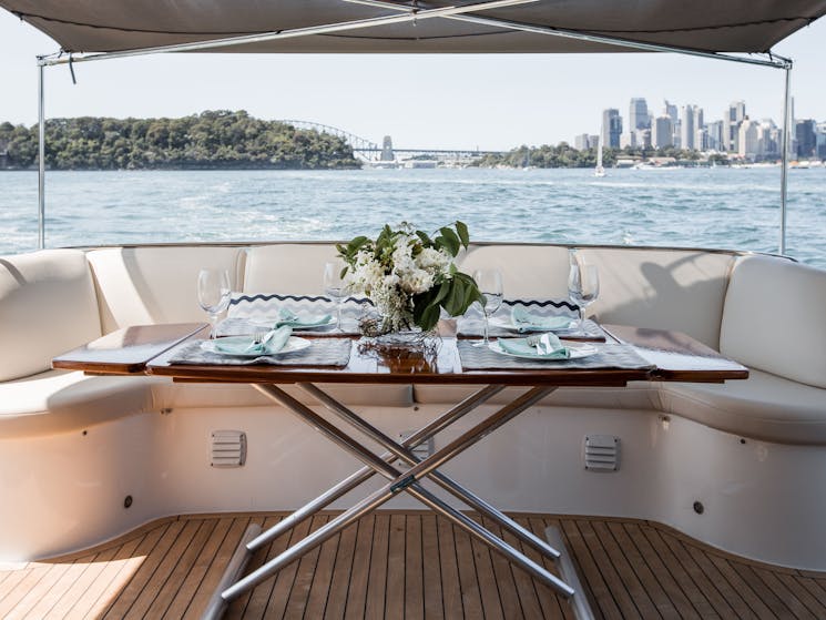 lunch on board a luxury charter boat