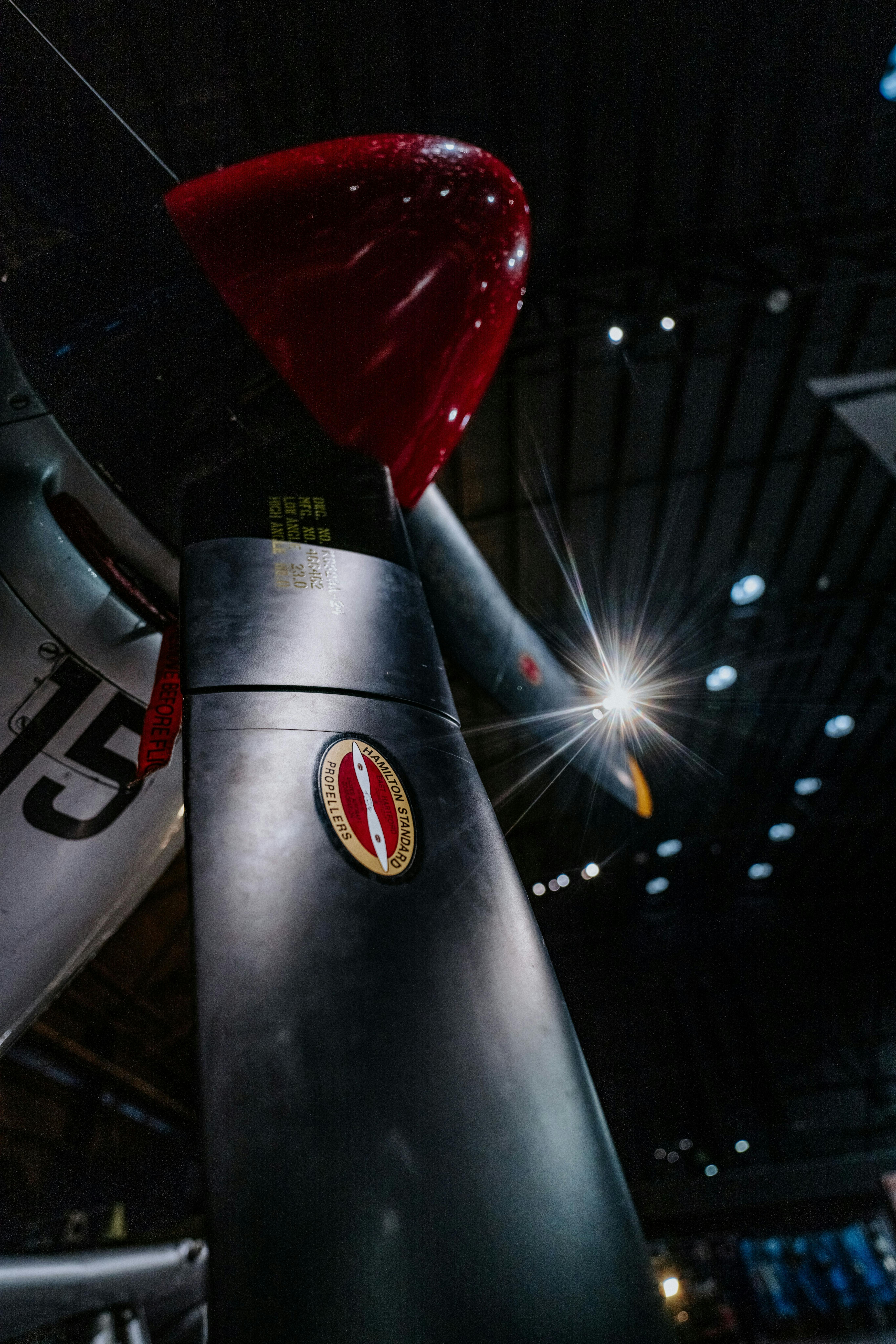Close-up shot of the propeller blades on a warbird.