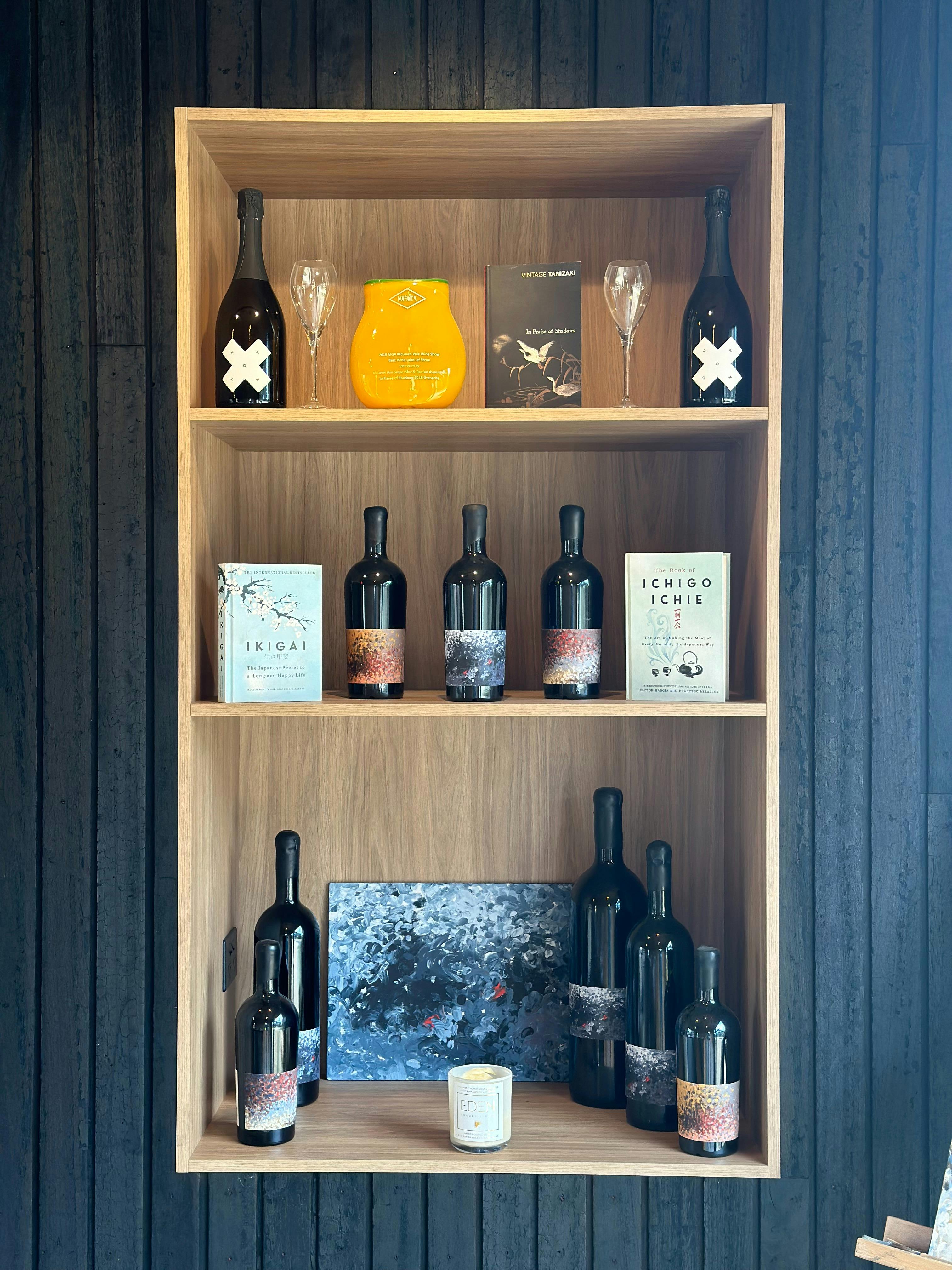 Philosophy and Art adorn the shelves