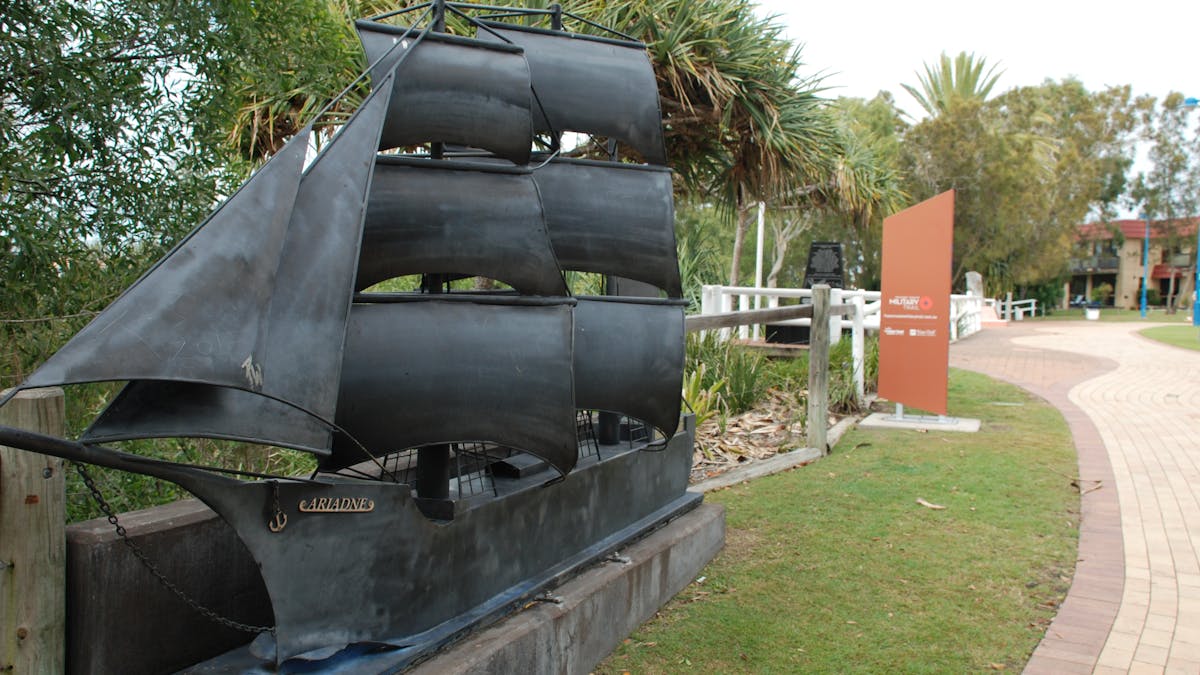 photo of the model of the ship Ariadne at Dayman Park