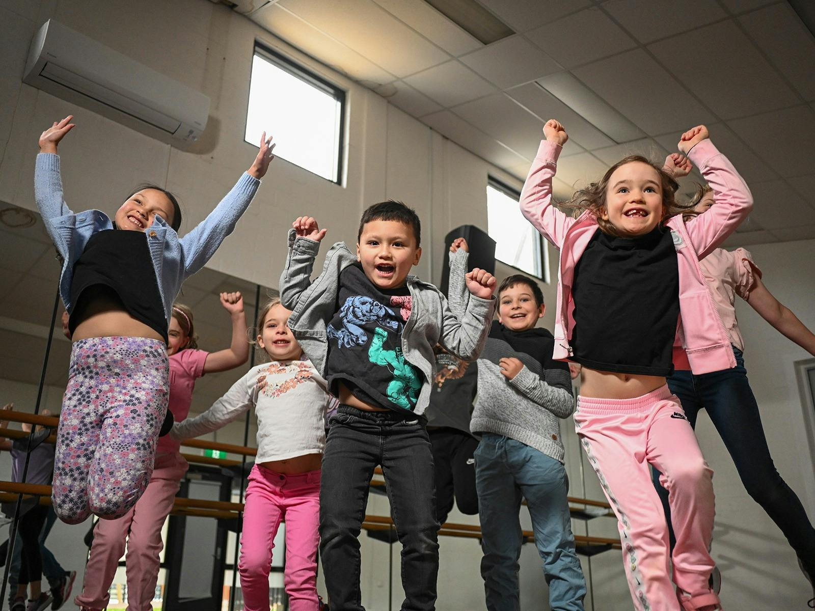 Kids jumping for joy at Tuggeranong Arts Centre
