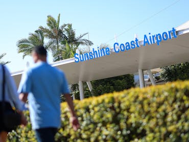 Photo of Sunshine Coast Airport sign in front of the terminal Photo of Sunshine Coast Airport sign in front of the terminal