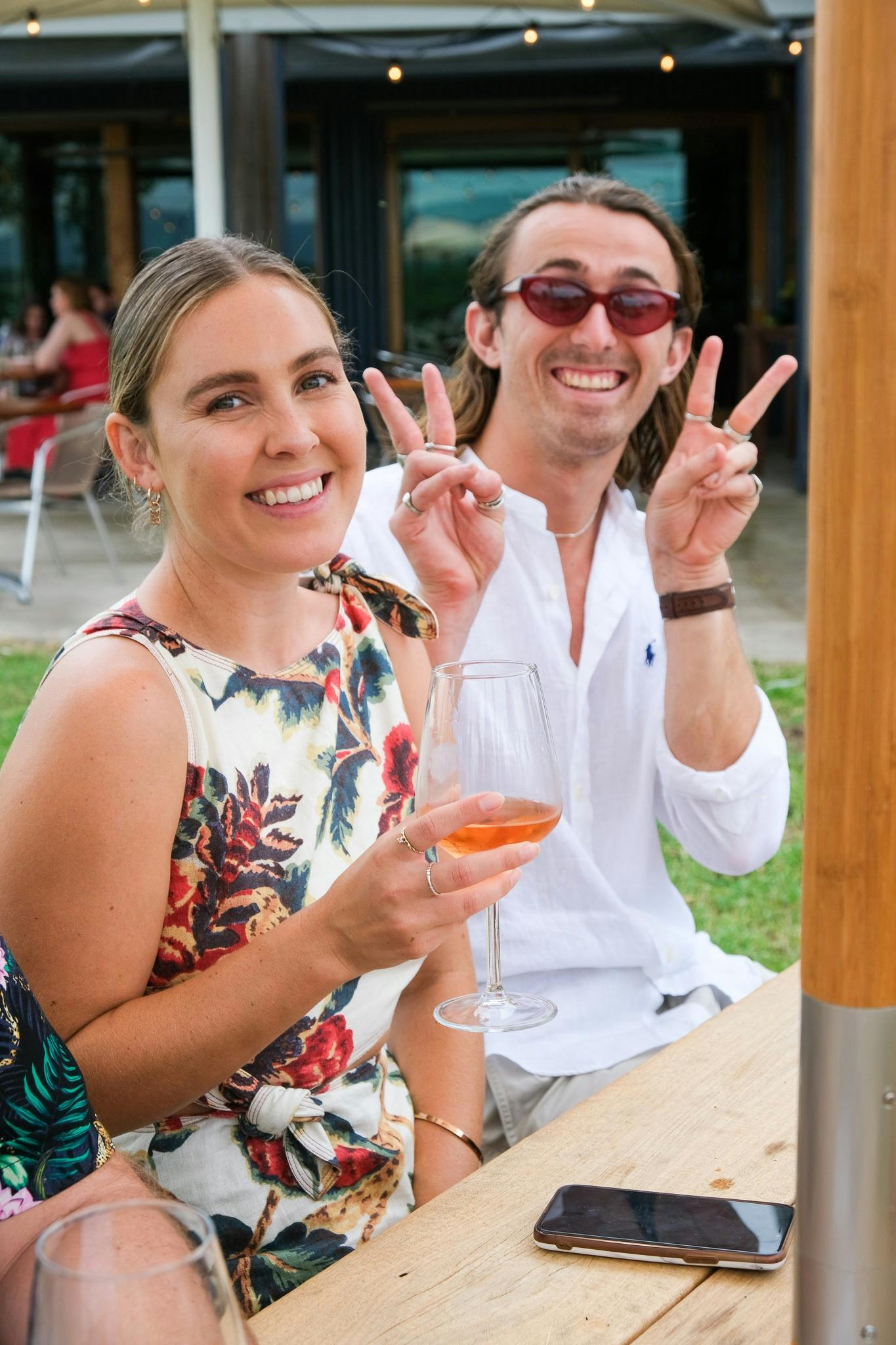 Two legends out on tour enjoying a vino, or two.