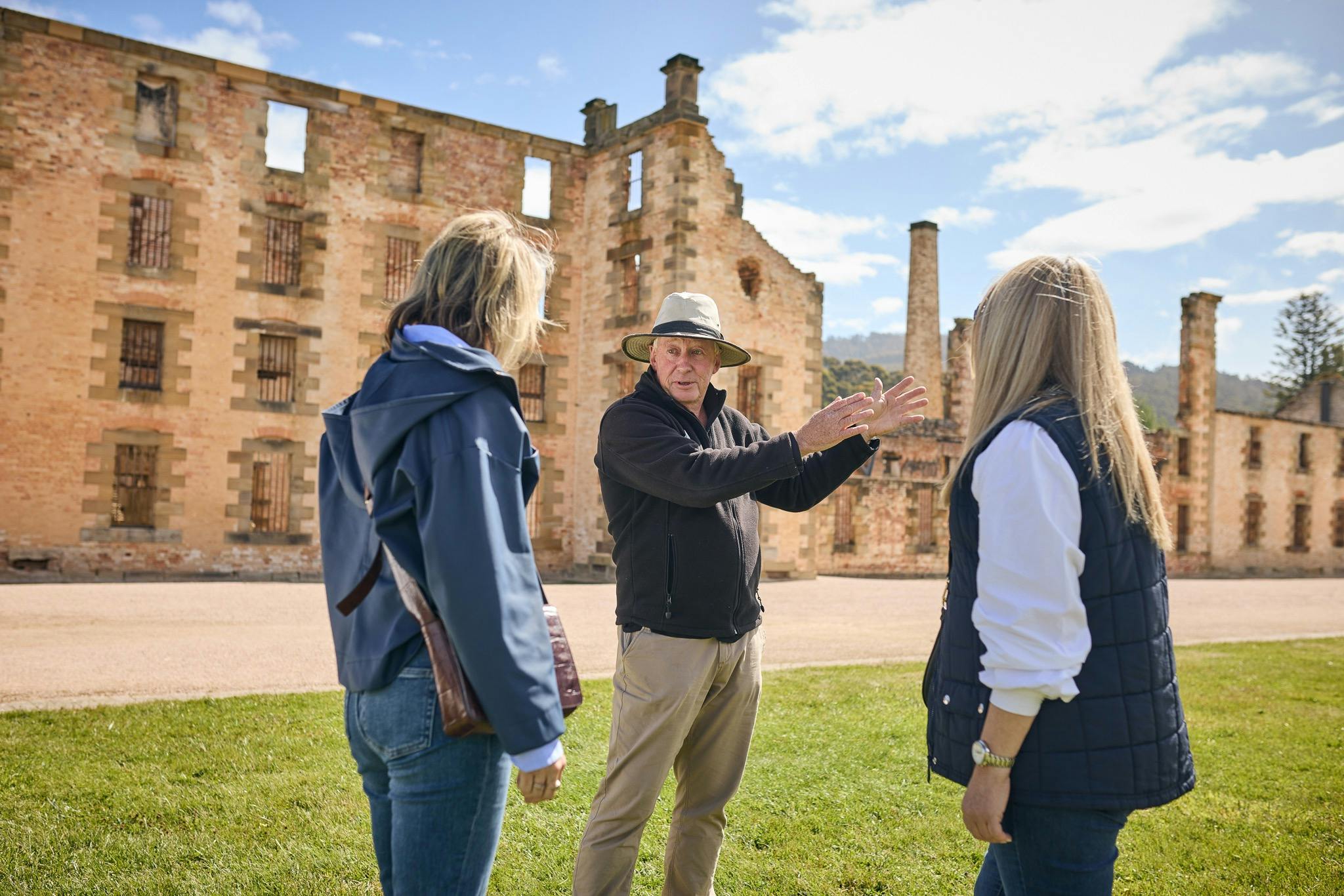Guests and tour guide at Port Arthur