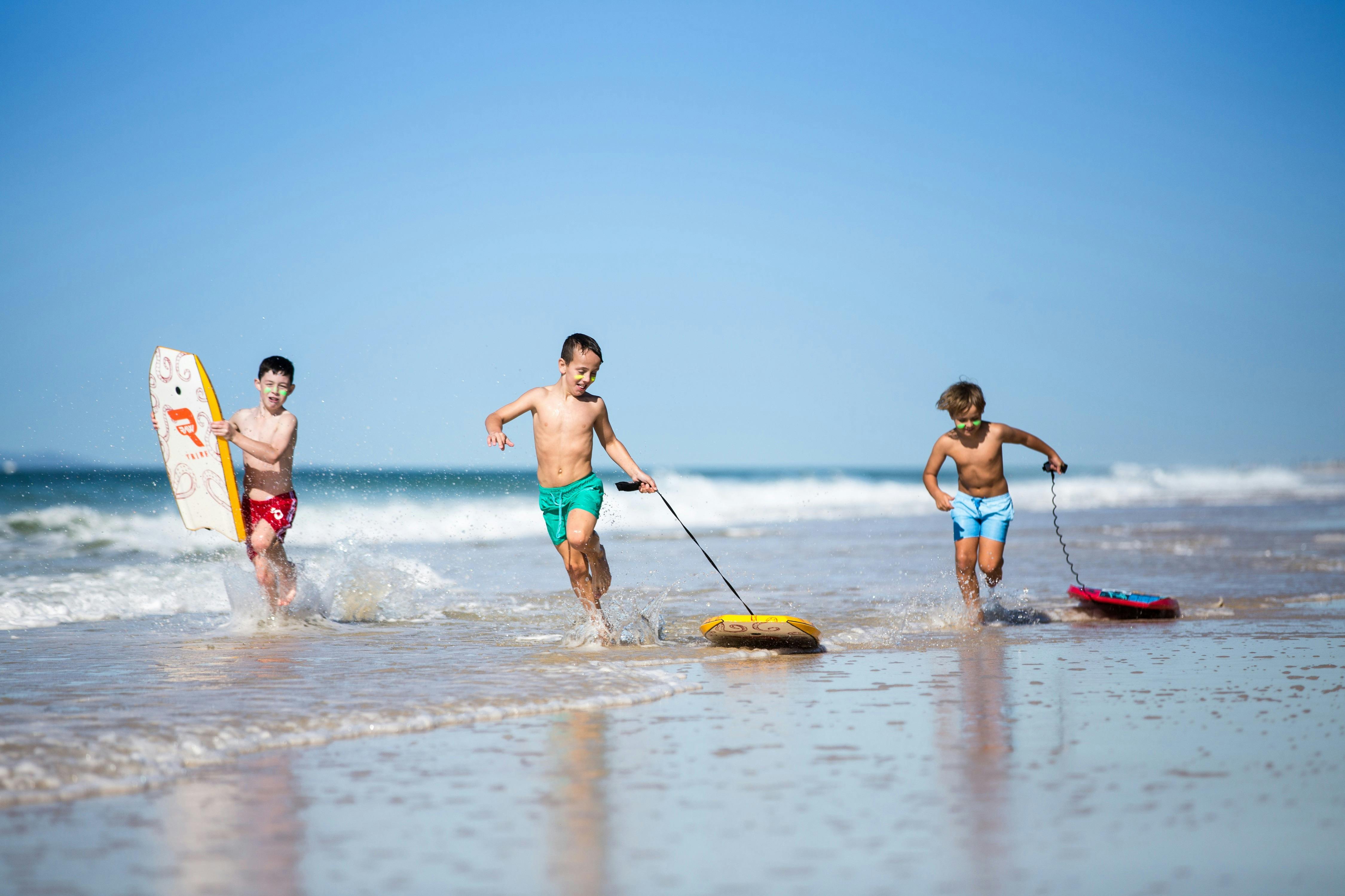 Kids playing at Woorim Beach, Bribie Island