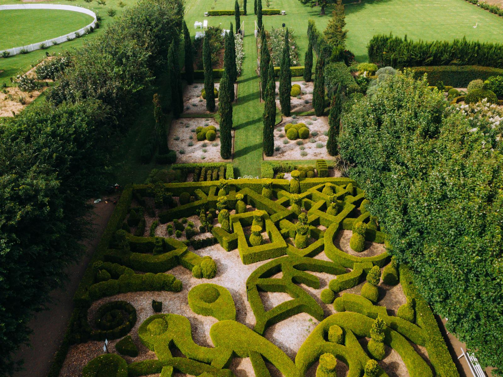 Aerial view of the 'Dordogne' garden at Merribee