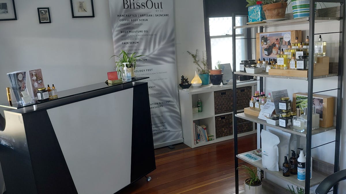 Walk into the tranquil wellness hub. Discover unique  skincare and other wellness products.