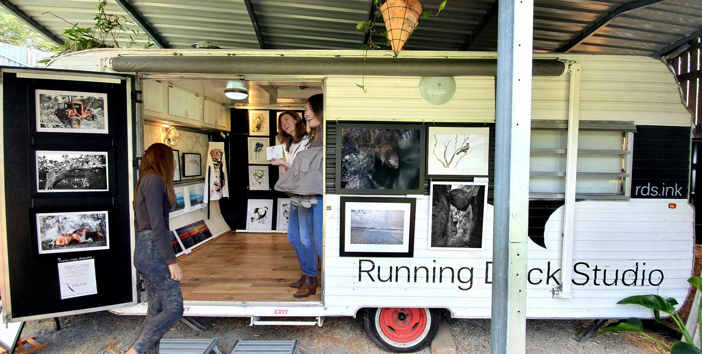 a gallery set in a caravan