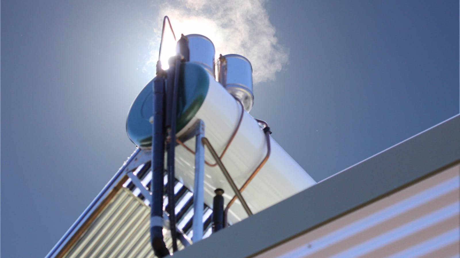 Eco facilities include solar/wood hot water and wind/solar electricity