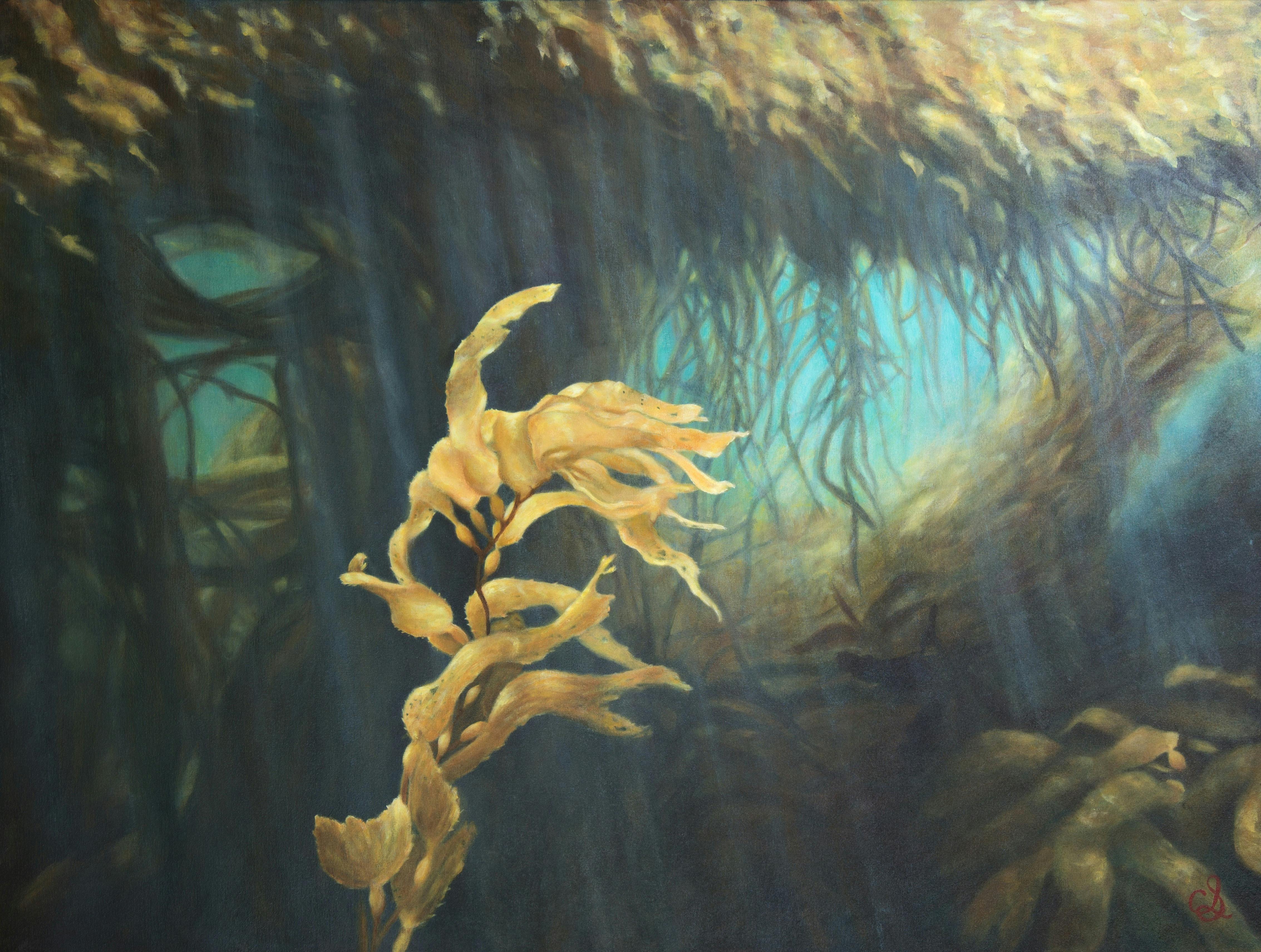 painting of kelp underwater