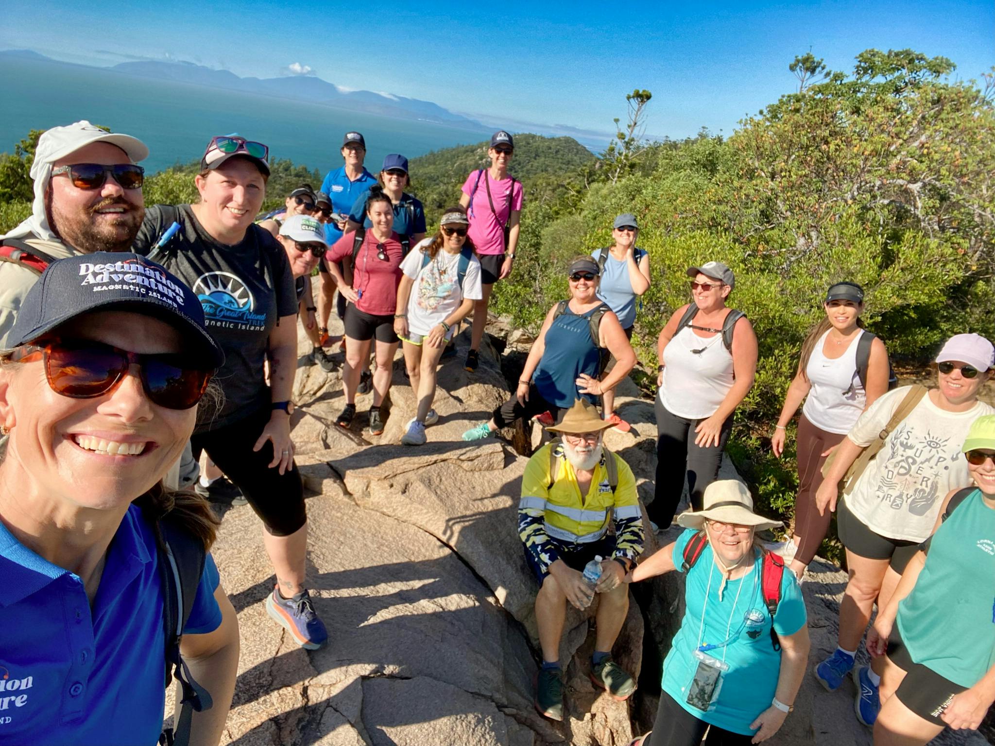 Group of trekkers with stunning views Group of trekkers with stunning views