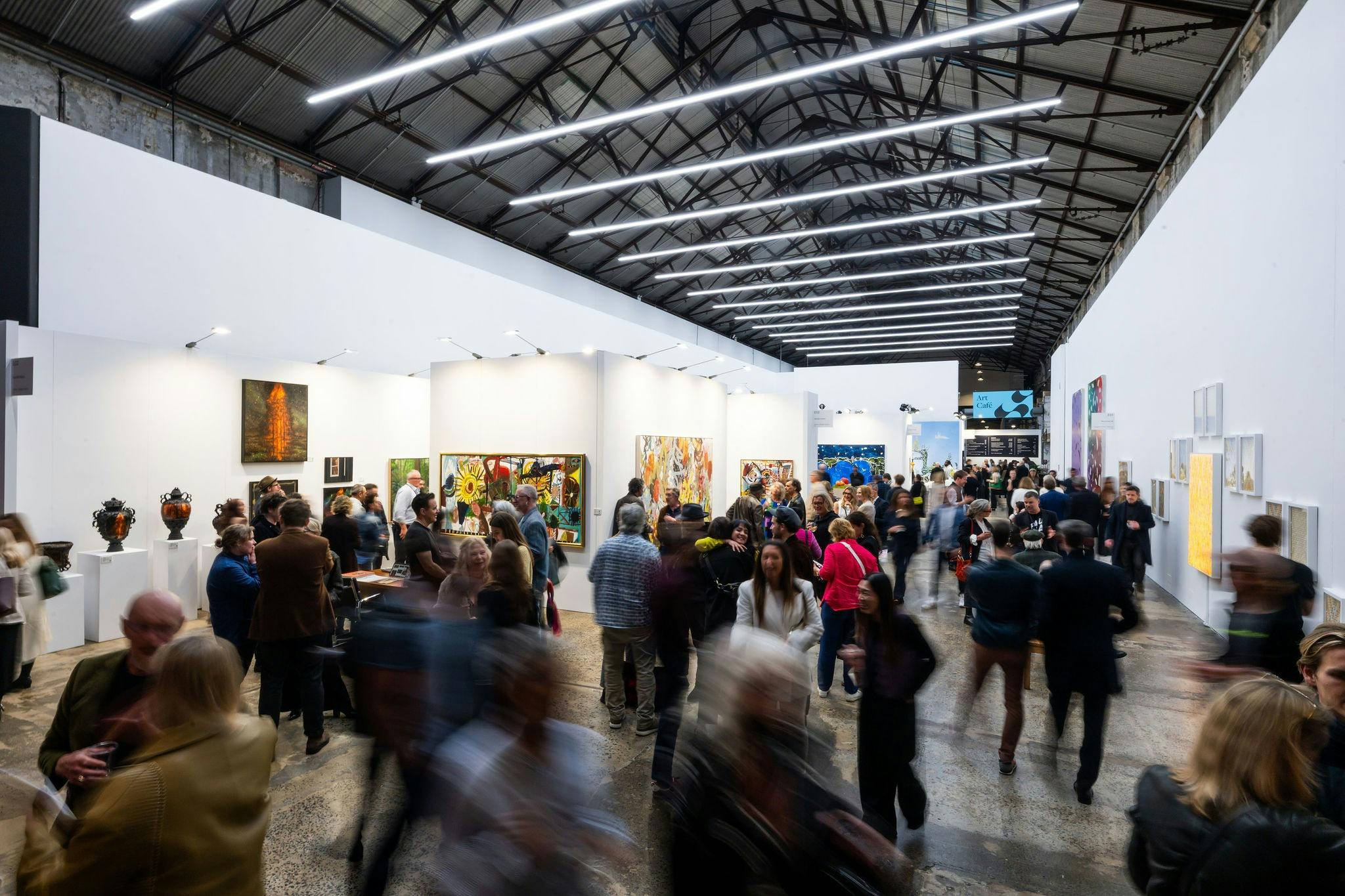 Busy art exhibition