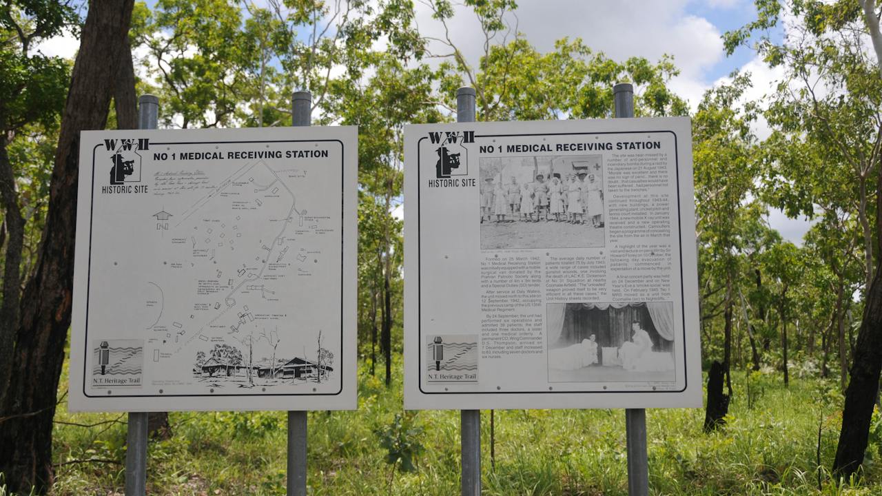 Interpretative panels at the Batchelor Road entrance.